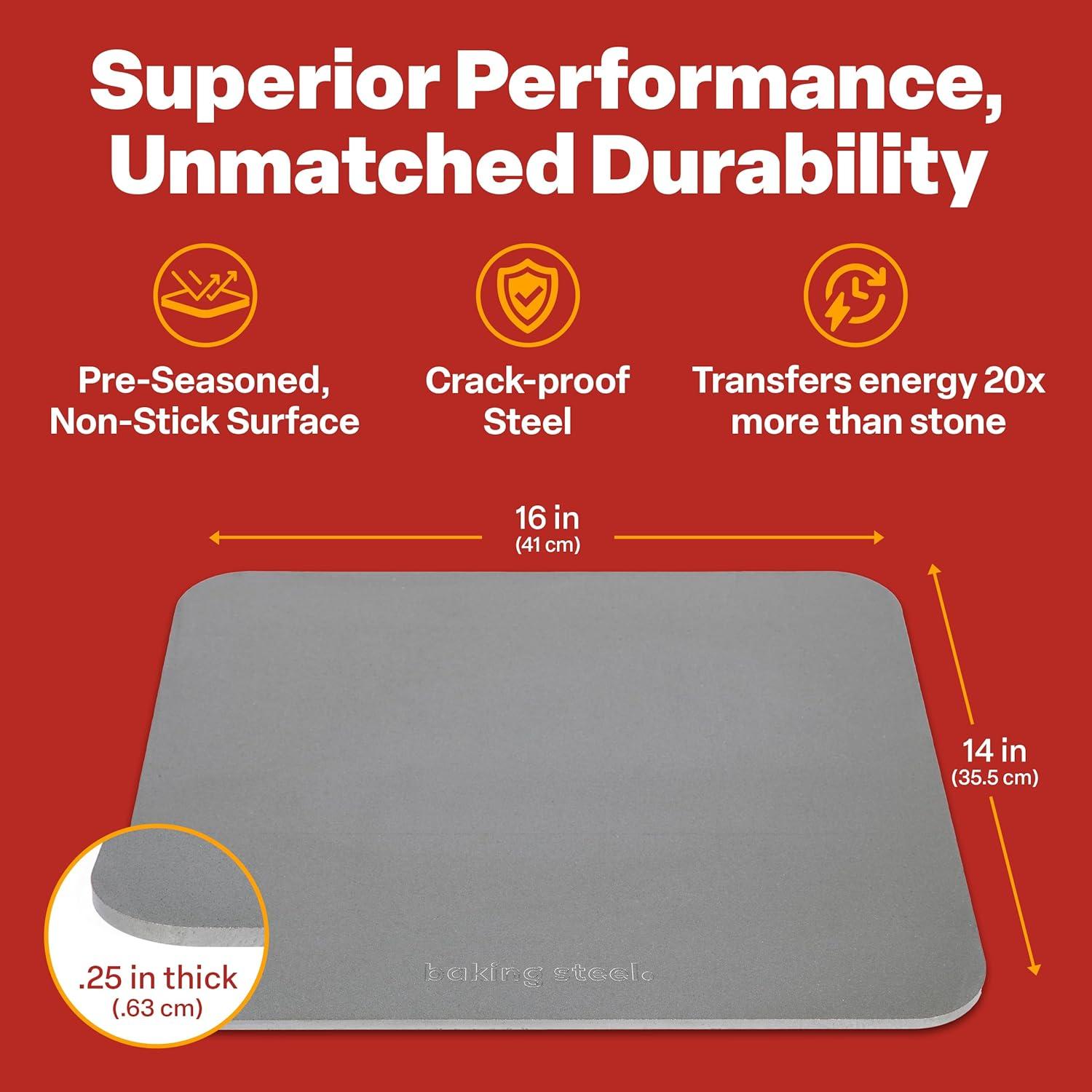 Ultra-Conductive Rectangular Steel Pizza Stone