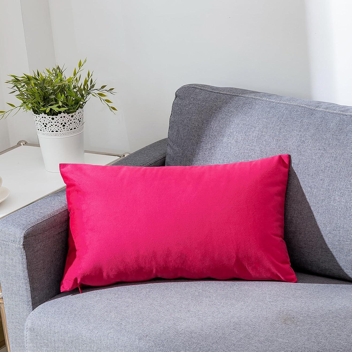 RainRoad Hot Pink Throw Pillows Covers Set of 2 Soft Velvet Decorative Pillow Covers 18x18 Inch for Couch Bed(Hot Pink, 18" x 18"(Pack of 2))