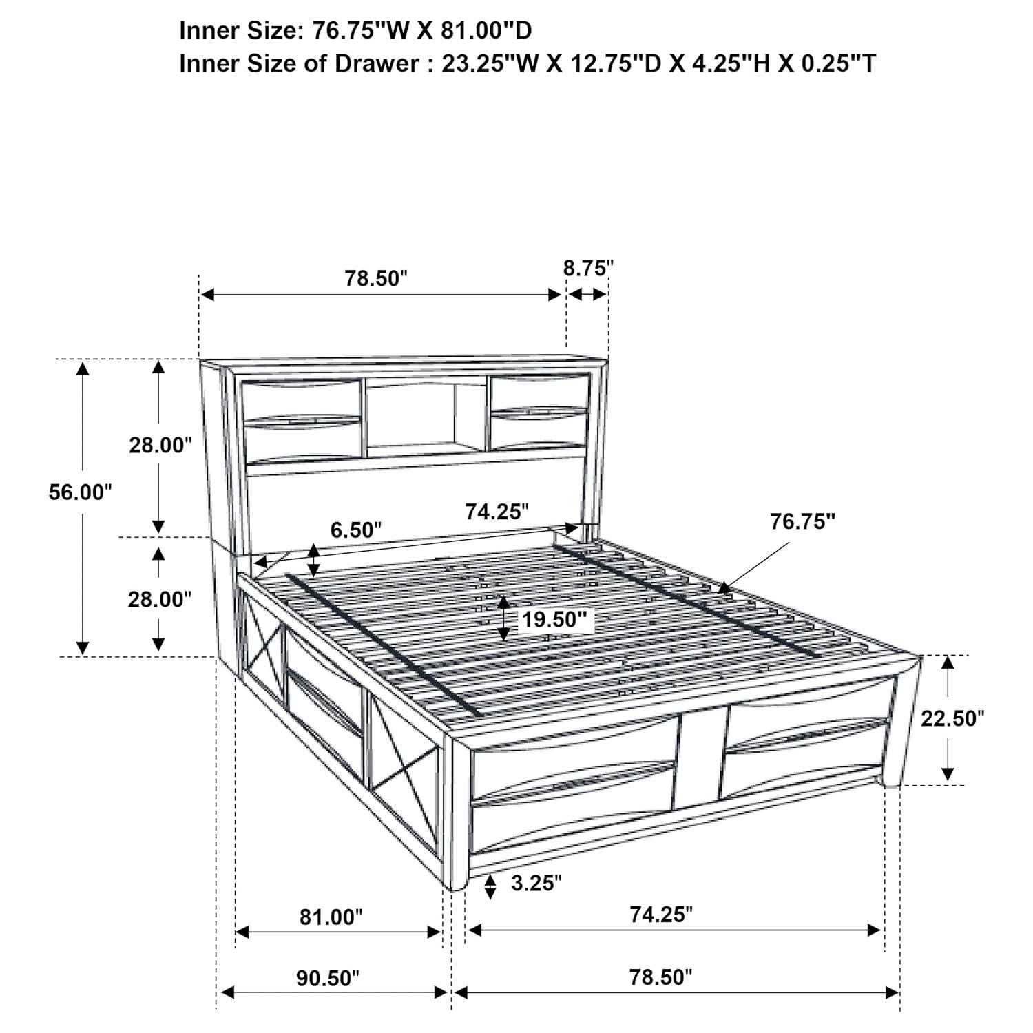 Briana Storage Bedroom Set with Bookcase Headboard Black