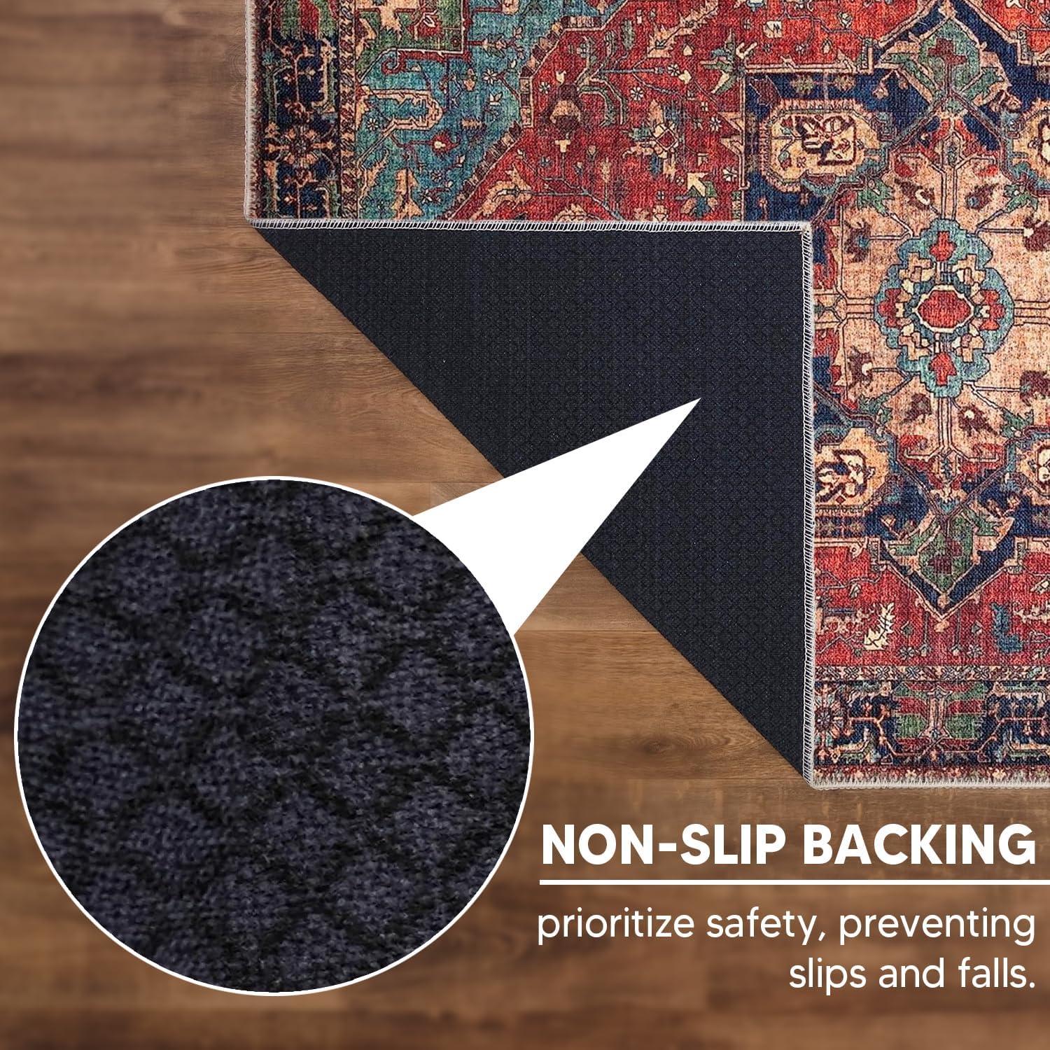 Keen Home Design Machine Washable Area Rugs with Non-slip Backing, Ideal for Hallway, Living Room, Bedroom, Kitchen and Laundry Room, Vintage Moroccan and Low Pile Rug ( 3' x 5' )