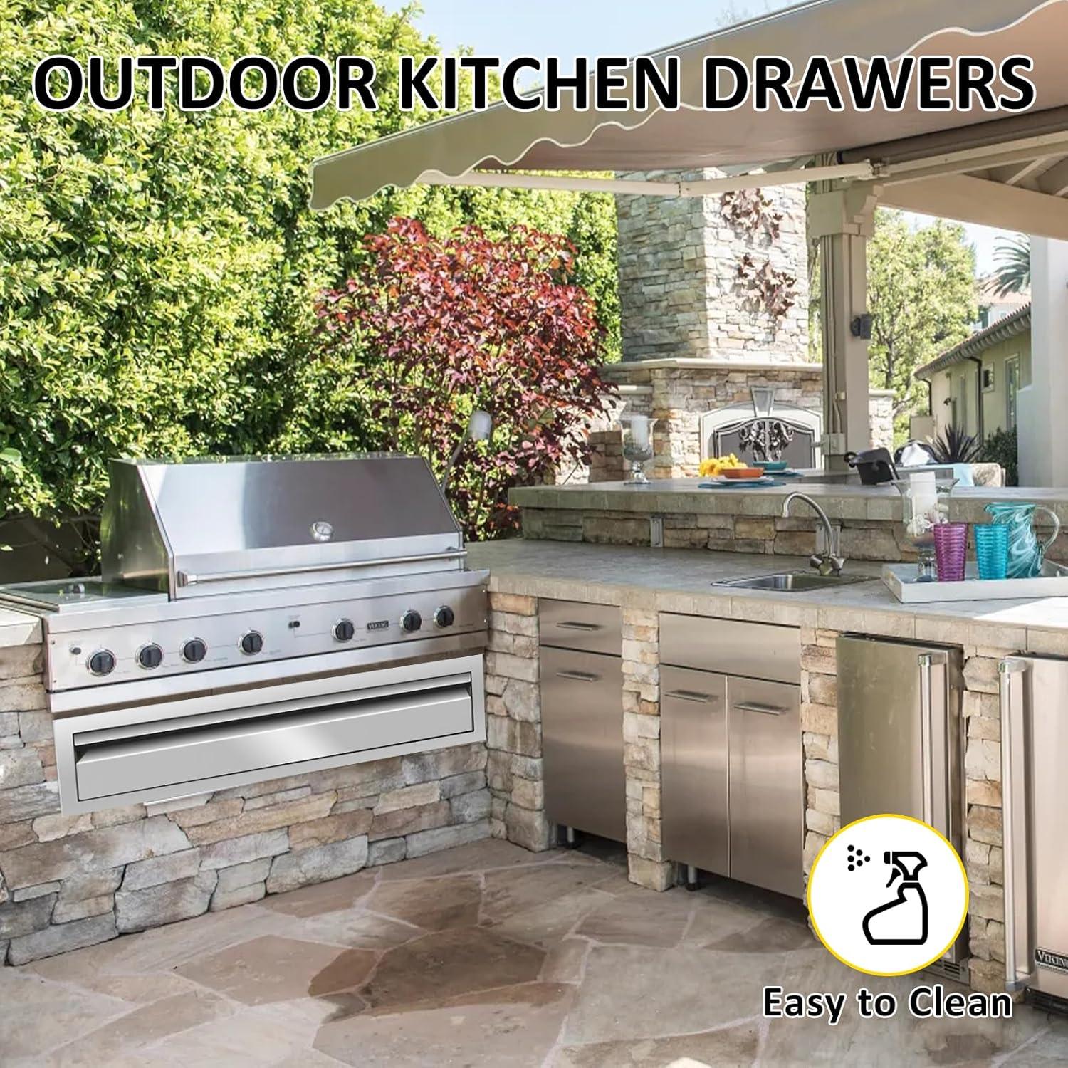 24" Stainless Steel Single BBQ Drawer for Outdoor Kitchen