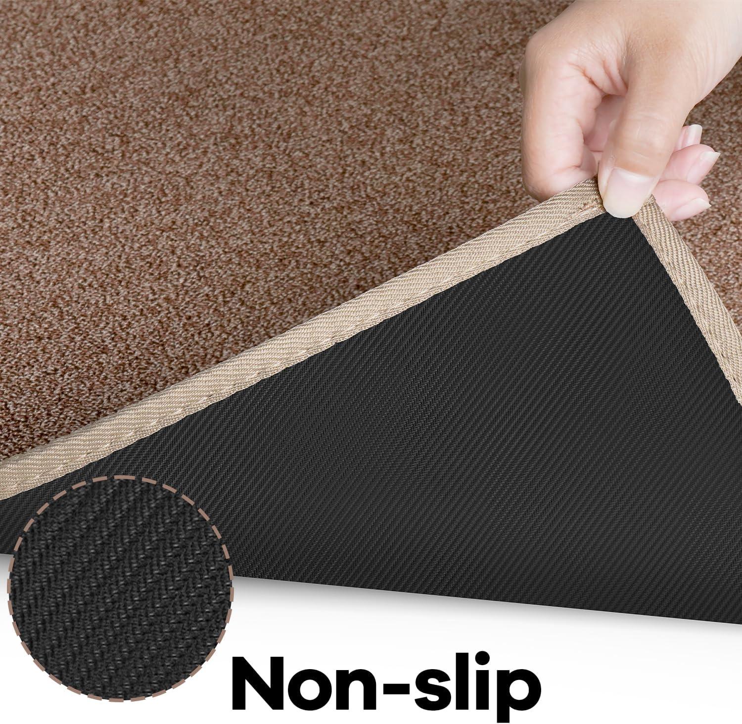 Kitchen Mat Set of 2 PCS, Cushioned Non Slip Rugs for Kitchen Floor, Absorbent Runner Comfort Standing Mats Washable for Kitchen, Office, Home (Brown, 17.3"x47"+17.3"x30")