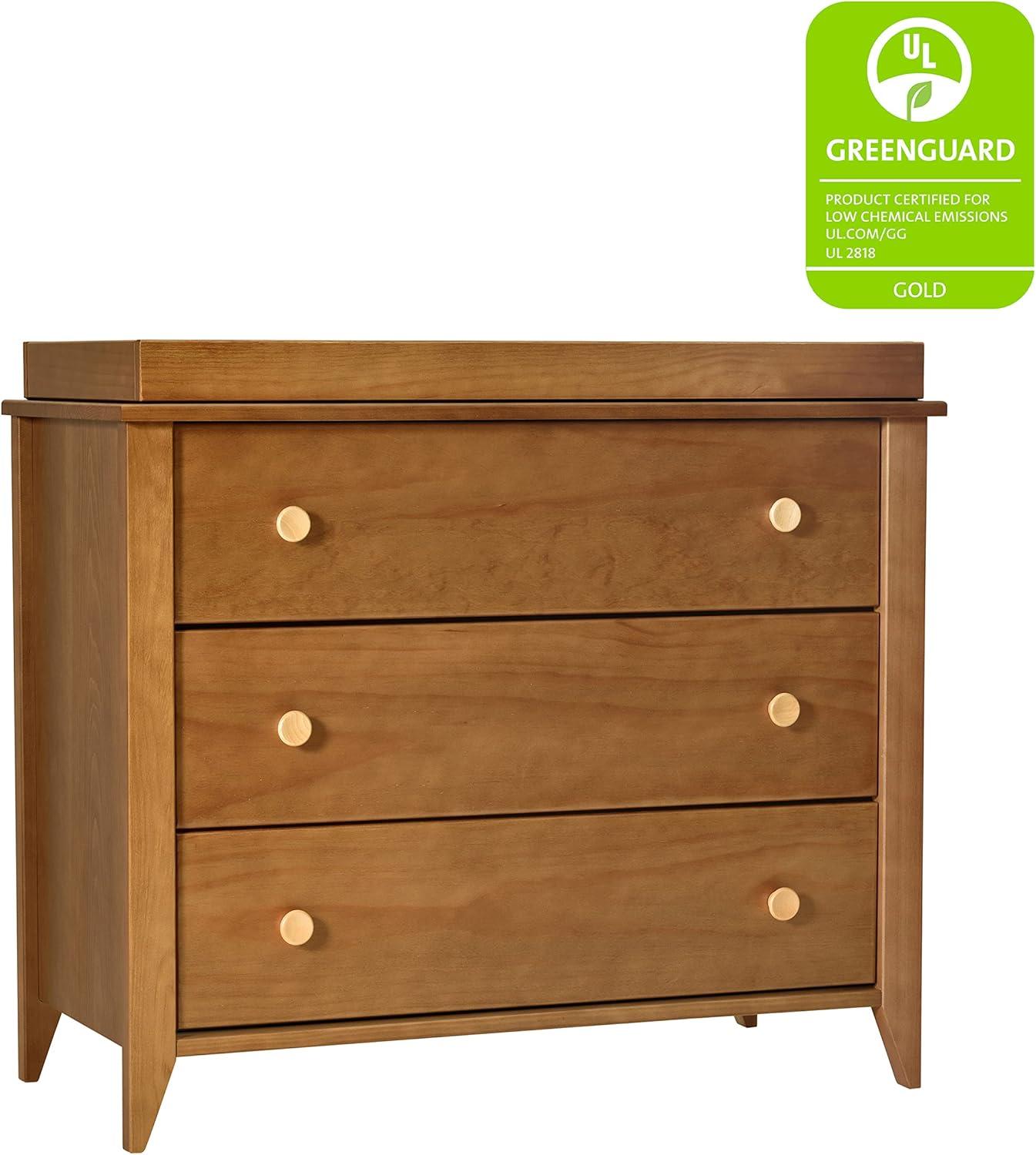 Sprout 3-Drawer Mid-Century Modern Changer Dresser in Chestnut/Natural