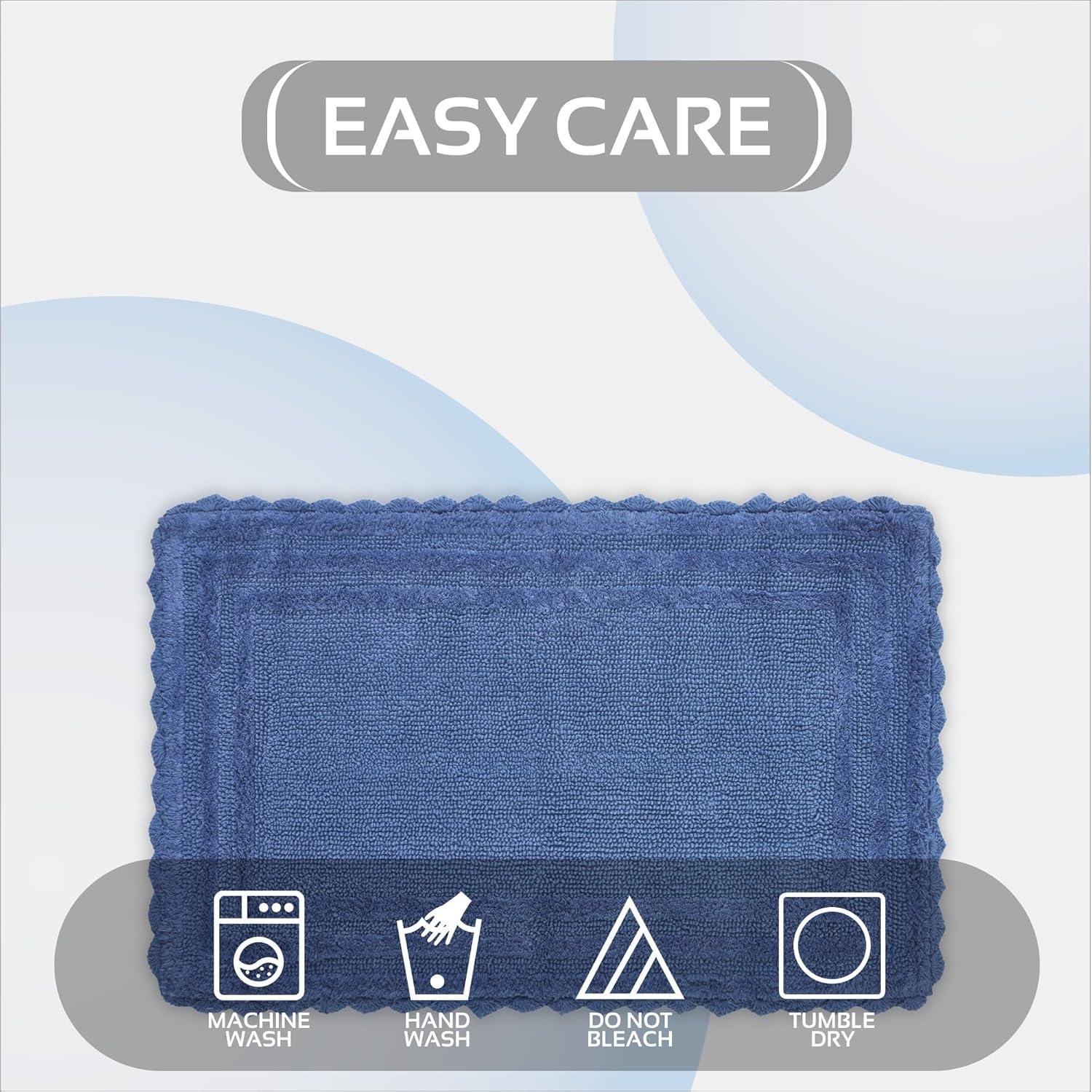 Better Trends Lilly Crochet 100% Cotton Tufted Reversible Bath Rug 24" x 40" Rectangle - Blue