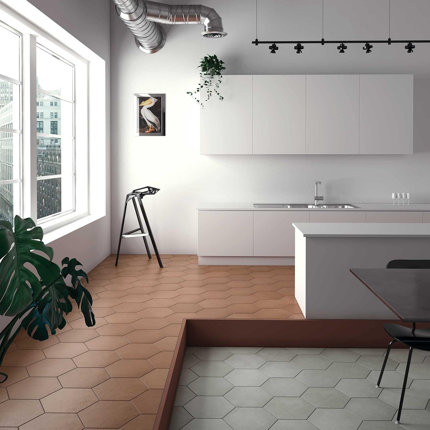 Umi Terracotta Matte Hexagon Porcelain Tile 10x10