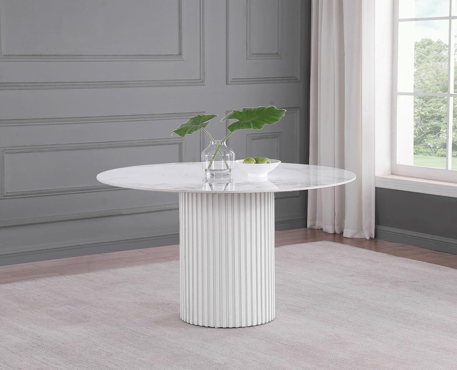 Coaster Acadia Round 53-inch Sintered Stone Top Dining Table White