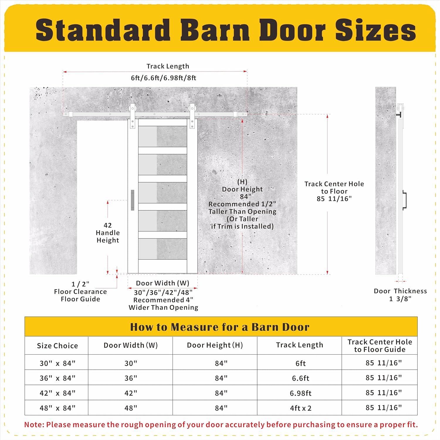 White 5-Panel Frosted Glass Sliding Barn Door with Hardware Kit