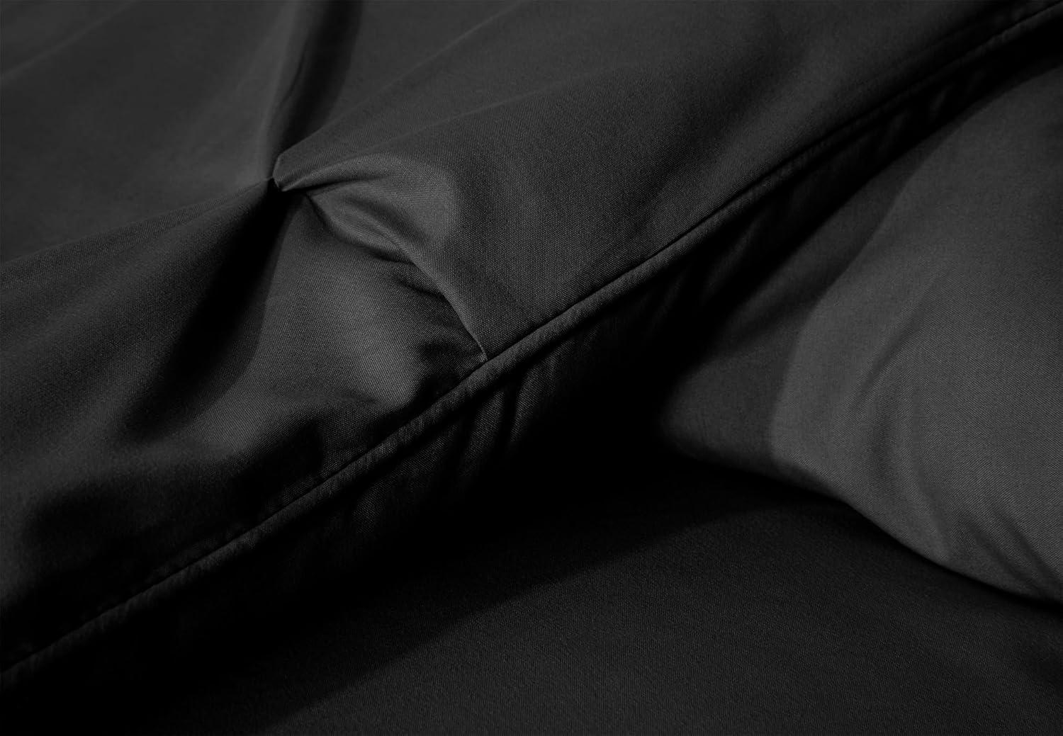 Berlin Black Full Microfiber Pinch Pleat Comforter Set