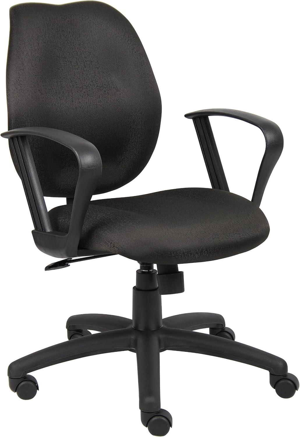 ErgoComfort Mid-Back Black Fabric Task Chair with Fixed Arms