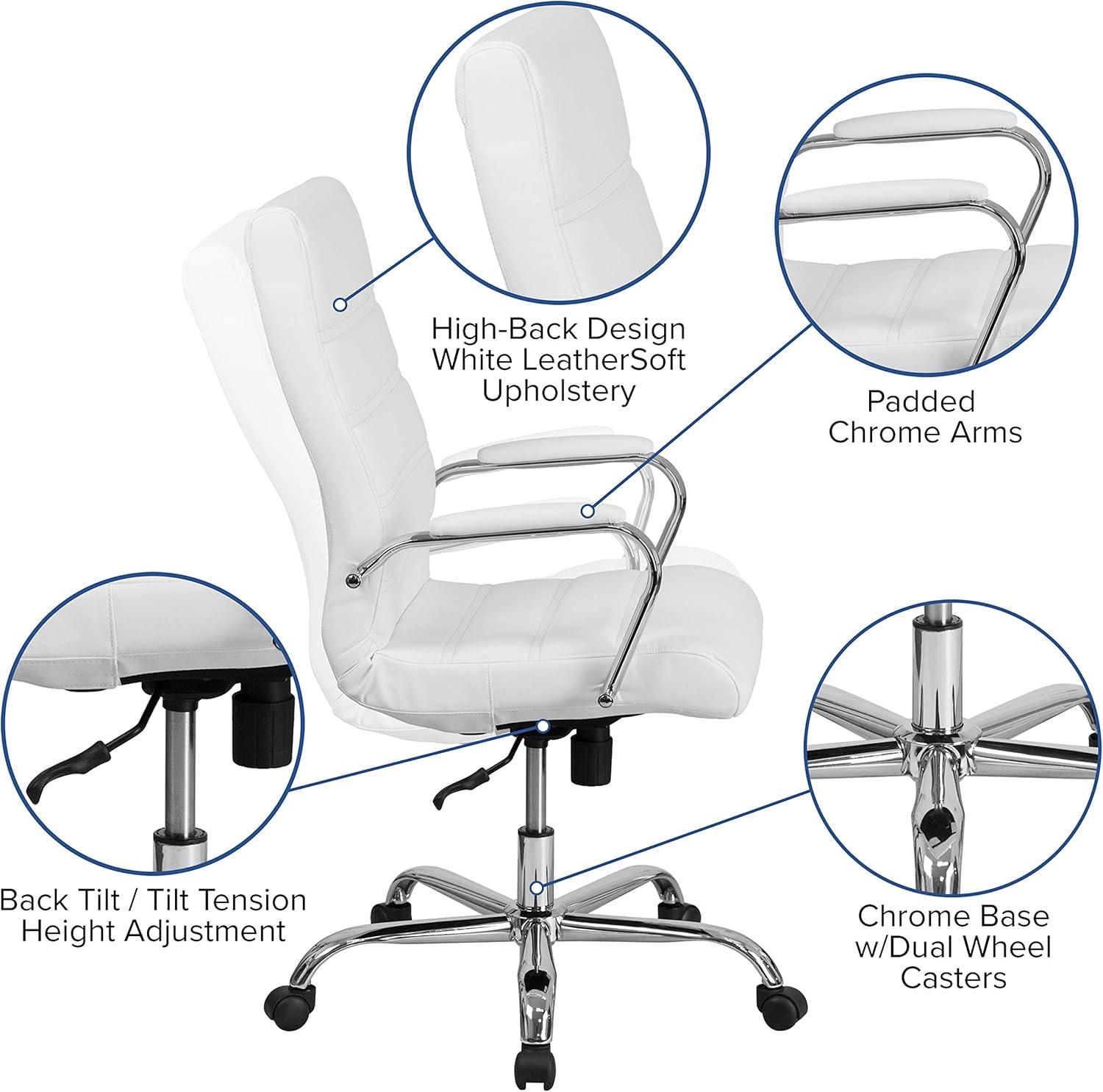 Flash Furniture High Back Executive Swivel Office Chair with Metal Frame and Arms