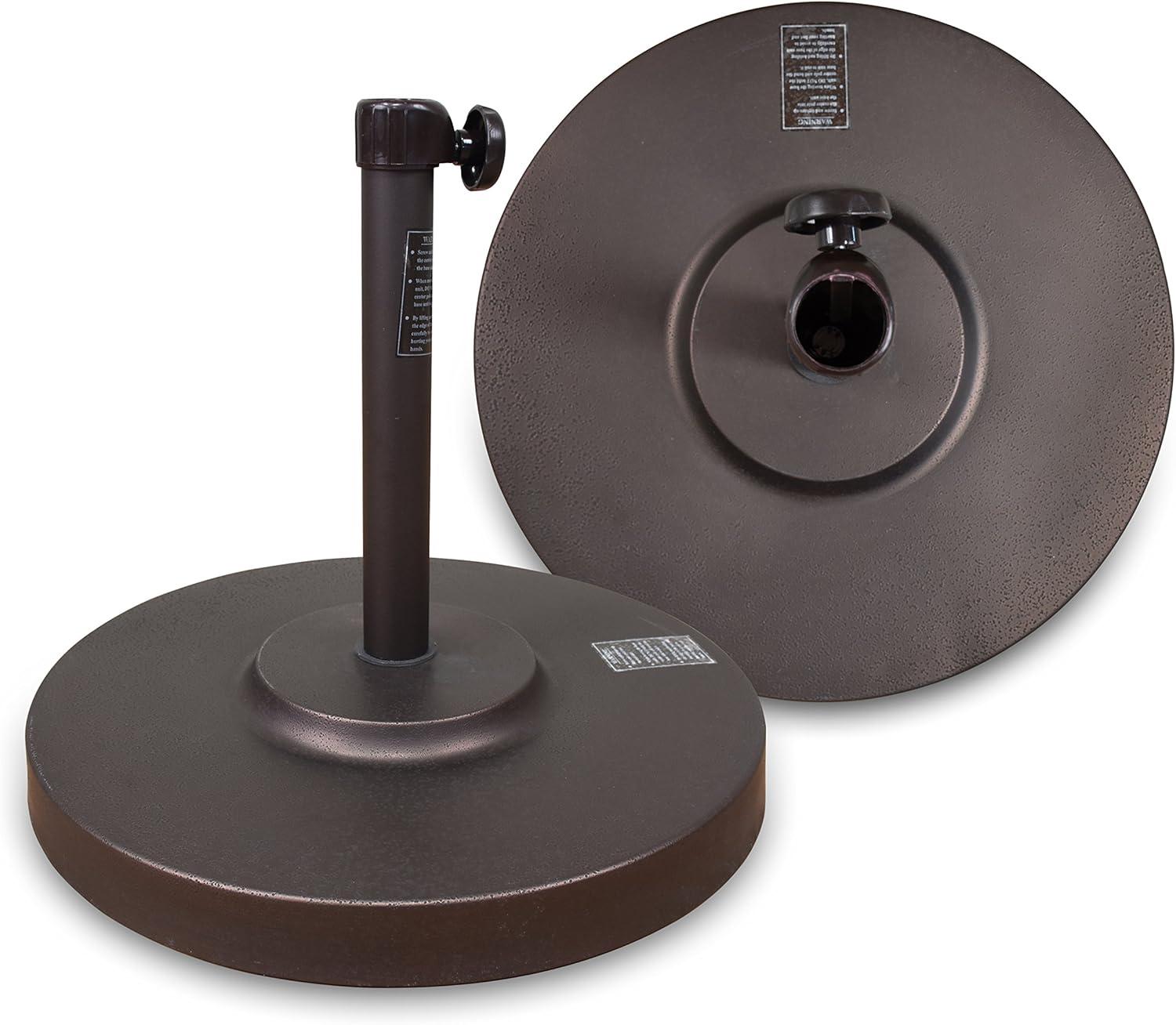 California Umbrella 50LBS Umbrella Base with Steel Cover with Concrete Bronze