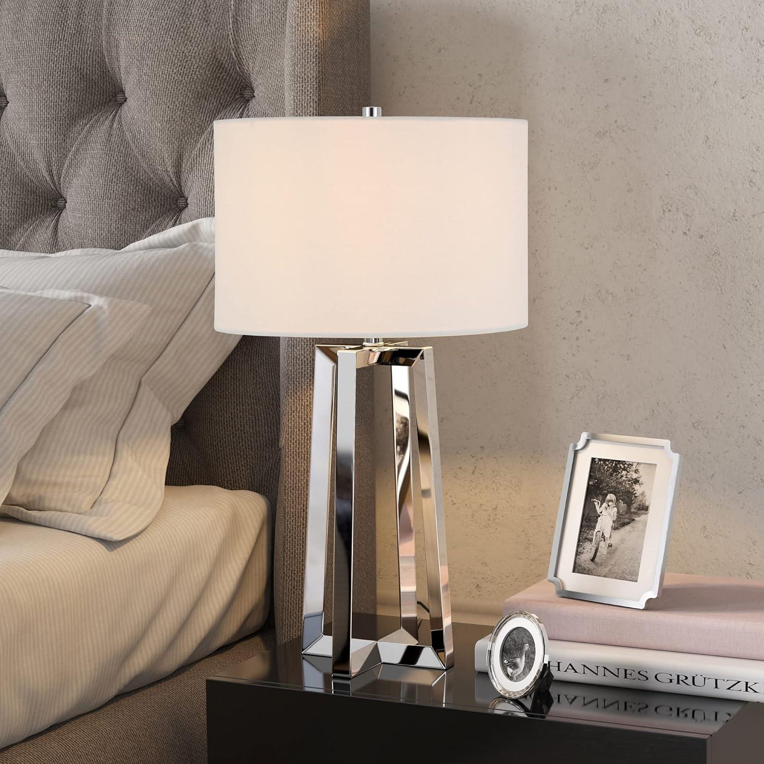 Helena 24.5" Polished Nickel Table Lamp with White Shade