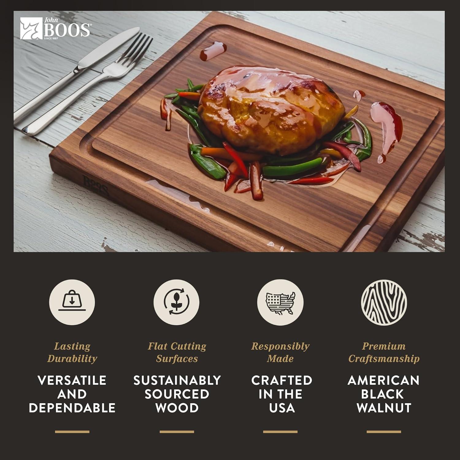 John Boos Reversible 21" Au Jus Carving Cutting Board with Juice Groove