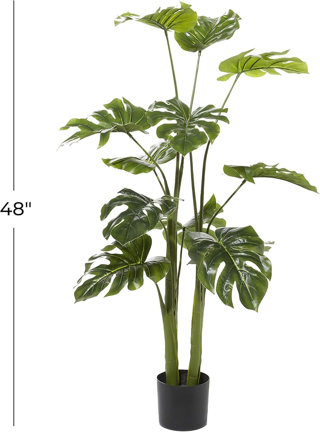 DecMode 73" Artificial Ficus Tree in Realistic Leaves and Black Plastic Pot