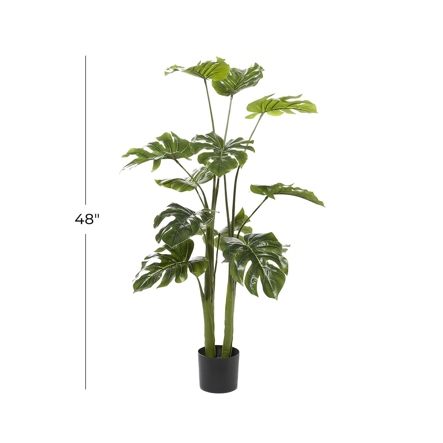 DecMode 73" Tall Artificial Ficus Tree in Realistic Leaves and Black Plastic Pot