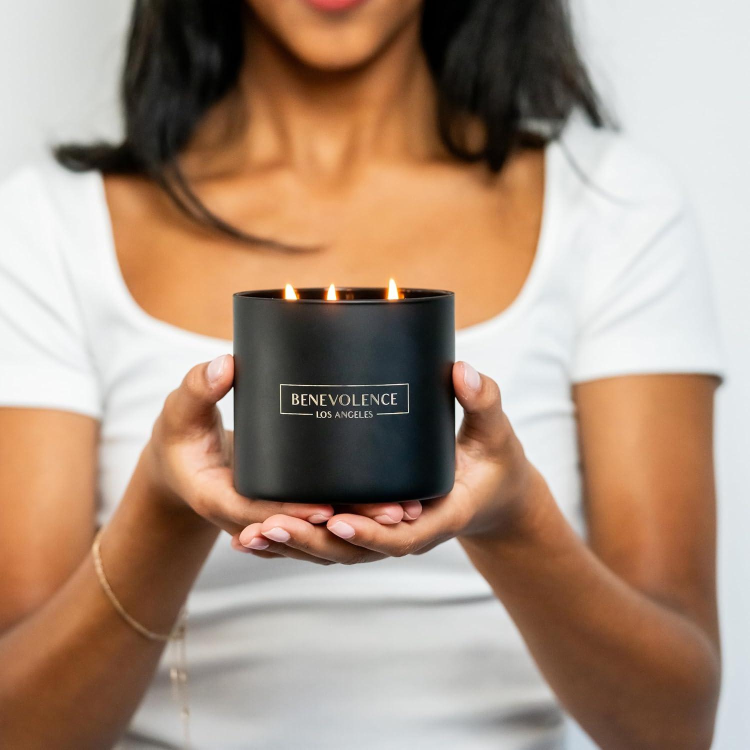 Benevolence LA  Black Wax  Scented Candle With Charcoal Scent- 14.5 oz