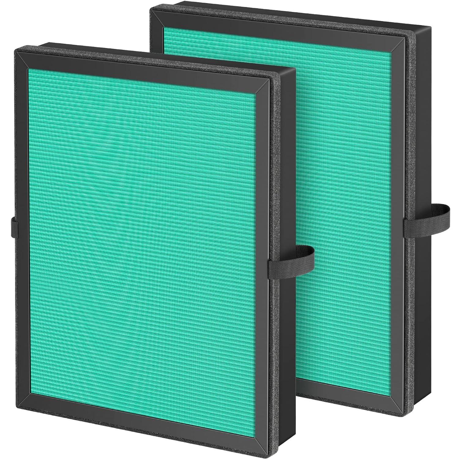 MK04 Replacement Filter, 2 Pack Compatible with MK04 MG04JH Air Purifier, Air Filter H13 True HEPA Filter for Dust, Pet Dander, Smoke for Bedroom, Home, Office (Green)
