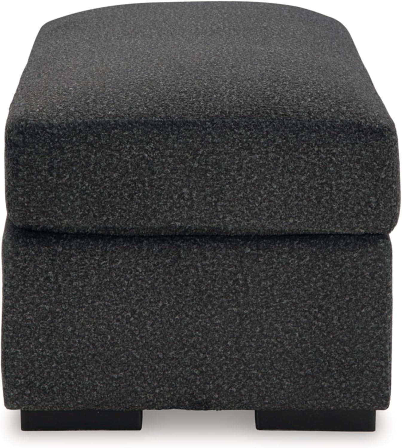 Black Polyester Upholstered Storage Ottoman Pouf