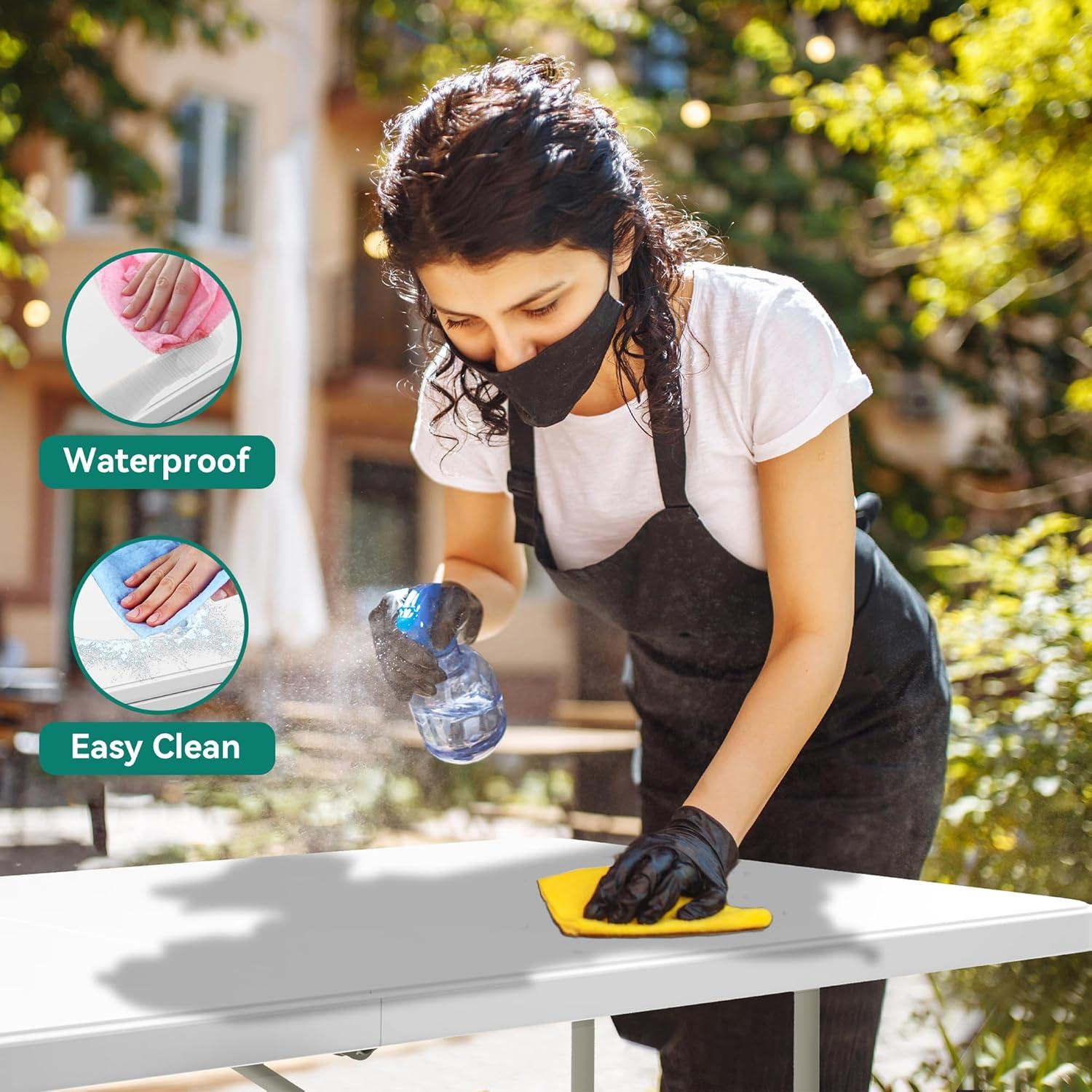 Folding Table 6 Foot,  Heavy-Duty, Portable Plastic Construction with Carrying Handle – Perfect for Picnics, Parties, and Office Indoor Outdoor Use, White