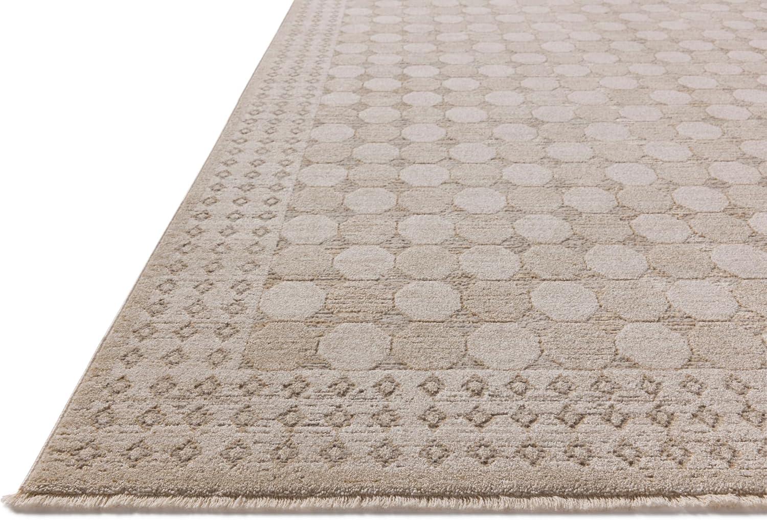 Taupe and Natural Geometric Low Pile Area Rug