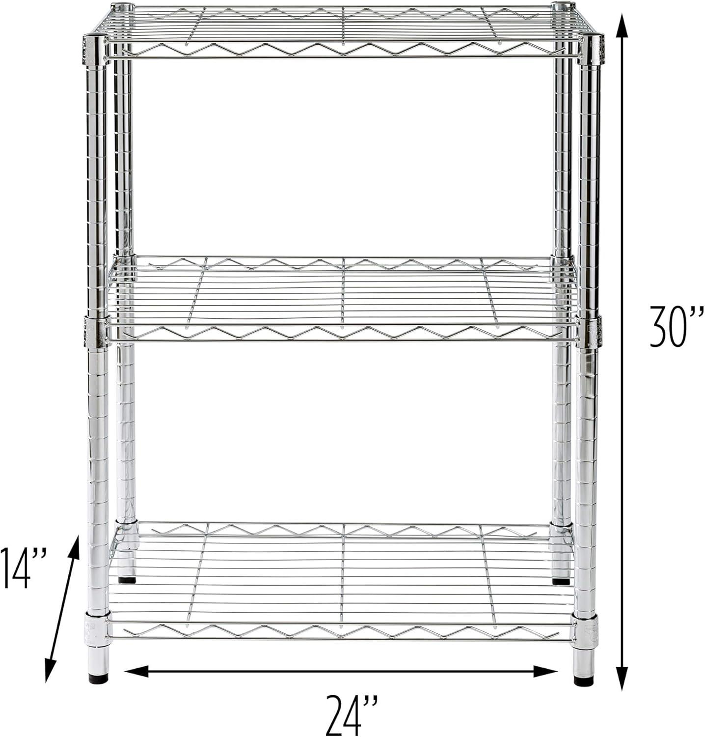 Chrome 3-Tier Heavy-Duty Adjustable Steel Trolley, 24x14x30"