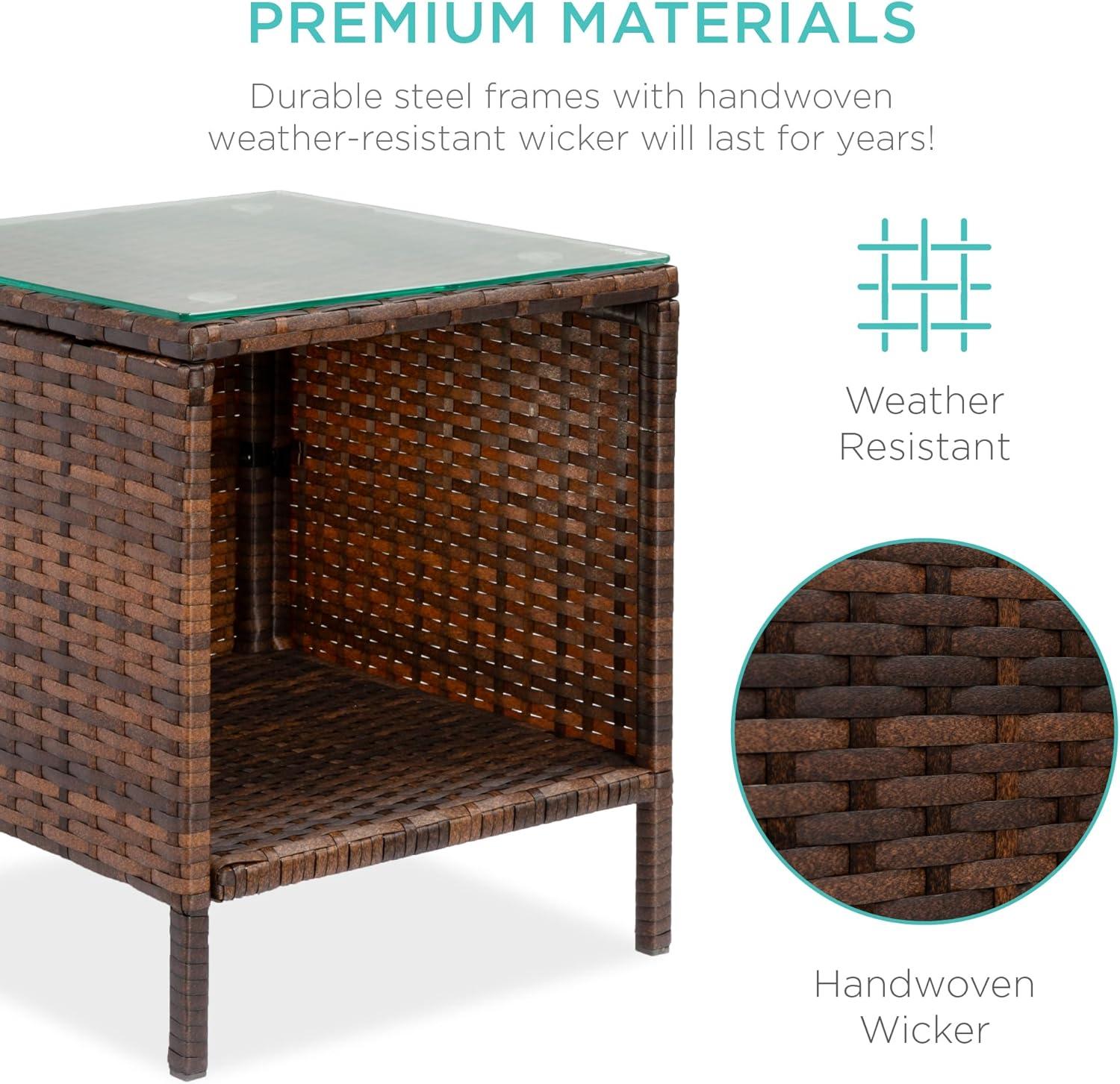 Best Choice Products 3-Piece Outdoor Wicker Conversation Patio Bistro Set, w/ 2 Chairs, Table - Brown/Stone Gray