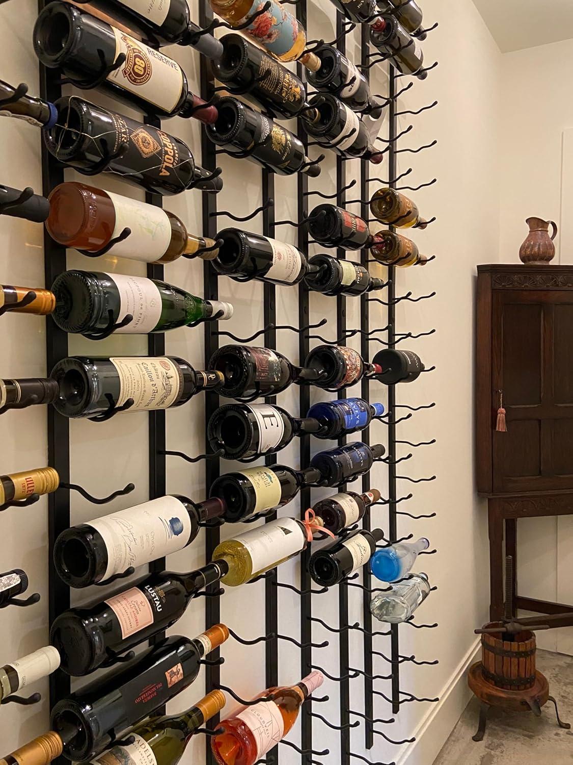 Matte Black Metal Wall Mounted 9-Bottle Wine Rack