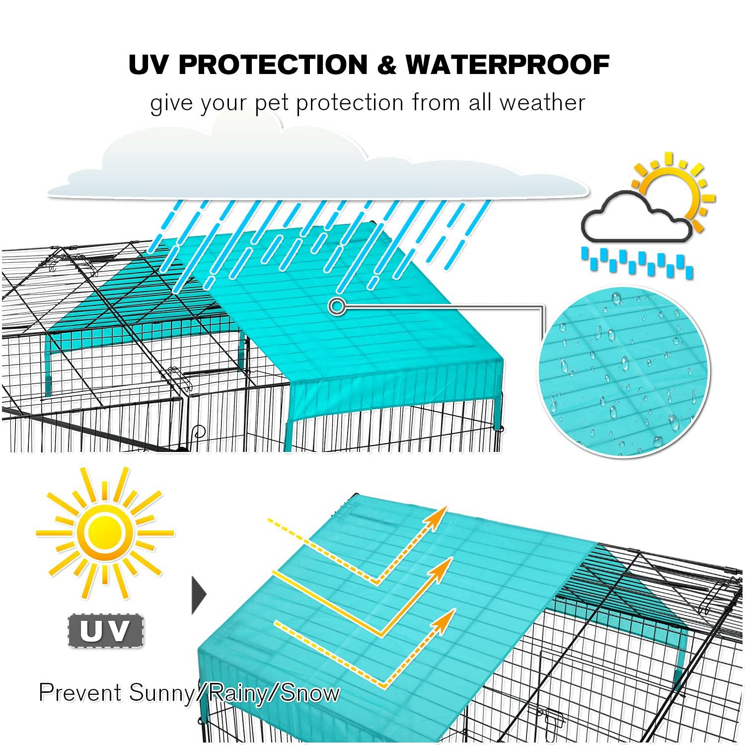 Metal Chicken Coop, 86 x 40 x 40 Inch Chicken Run for Yard with Waterproof Cover, Outdoor Portable Chicken Pen with 4 Doors, 1 Window, Chicken House for Small Animals Duck, Rabbit, Hen