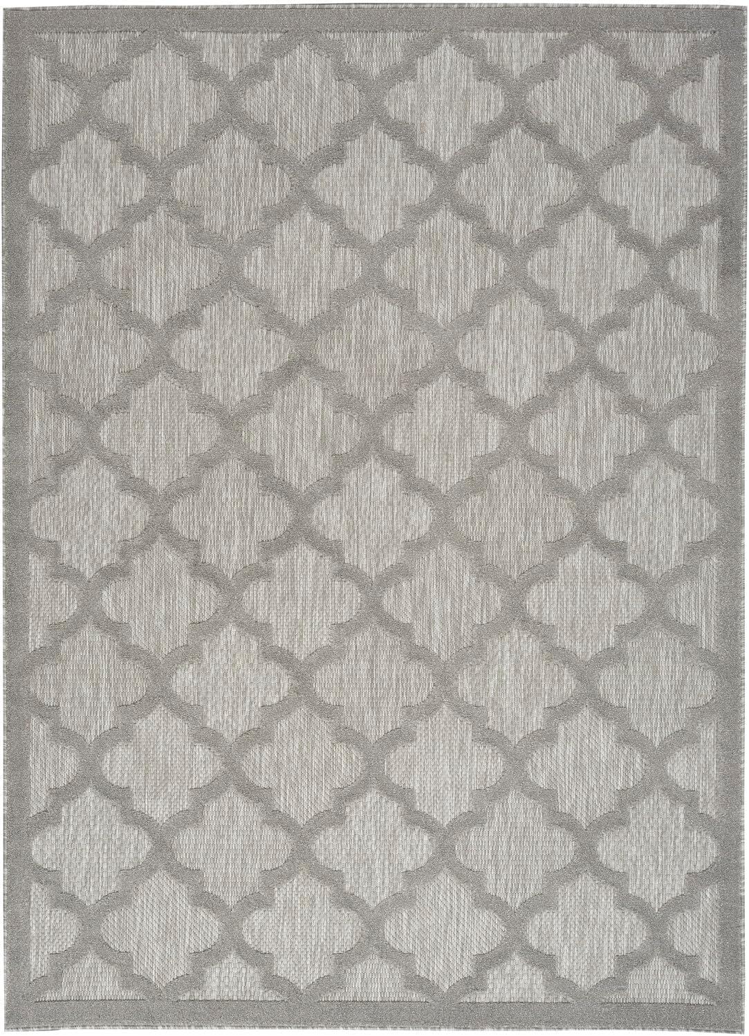 Silver Grey Trellis 5' x 7' Reversible Synthetic Rug