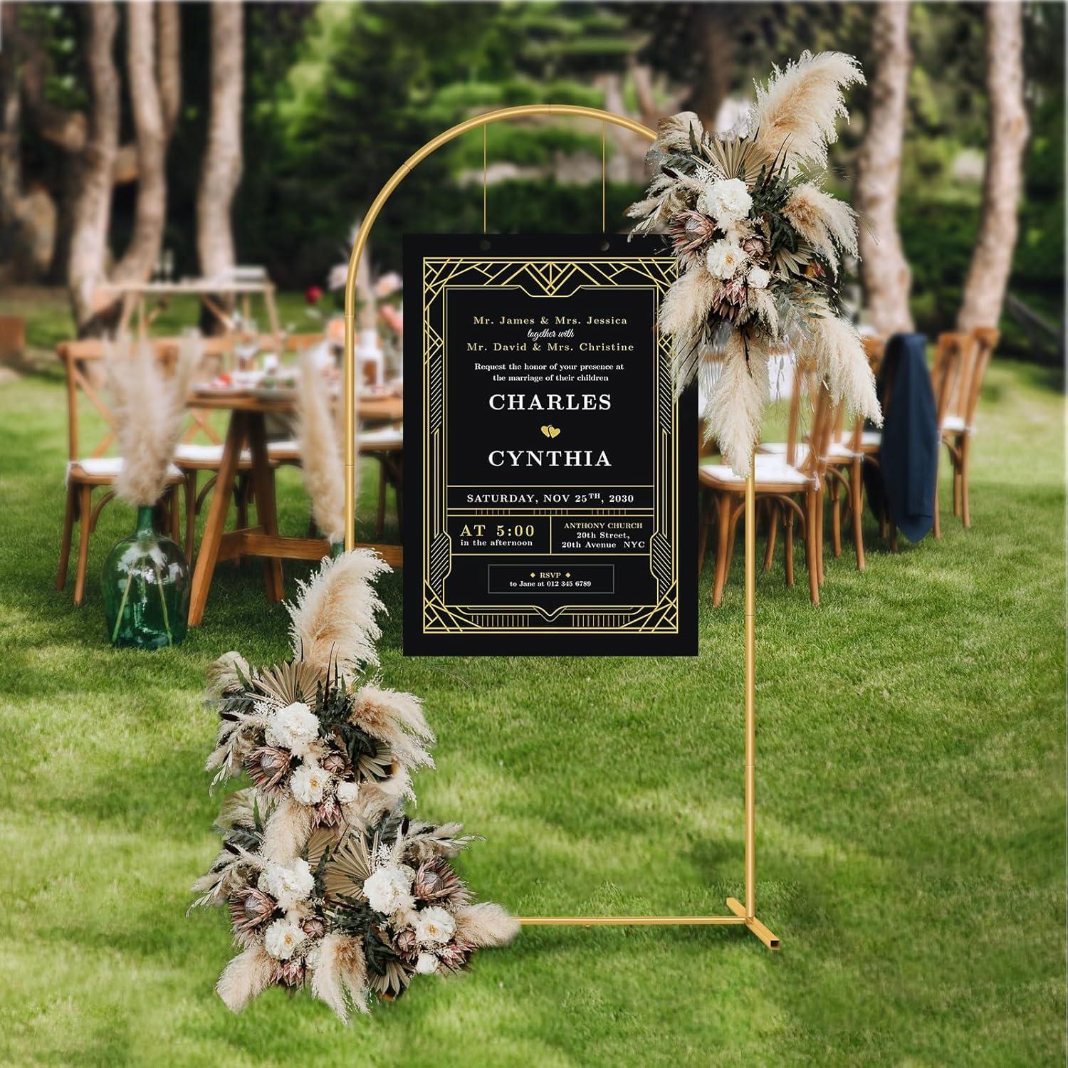 Gold Wedding Arch Backdrop Stand Metal Arched Frame Gold Balloon Arch Stand for Ceremony,Birthday,Wedding Decoration