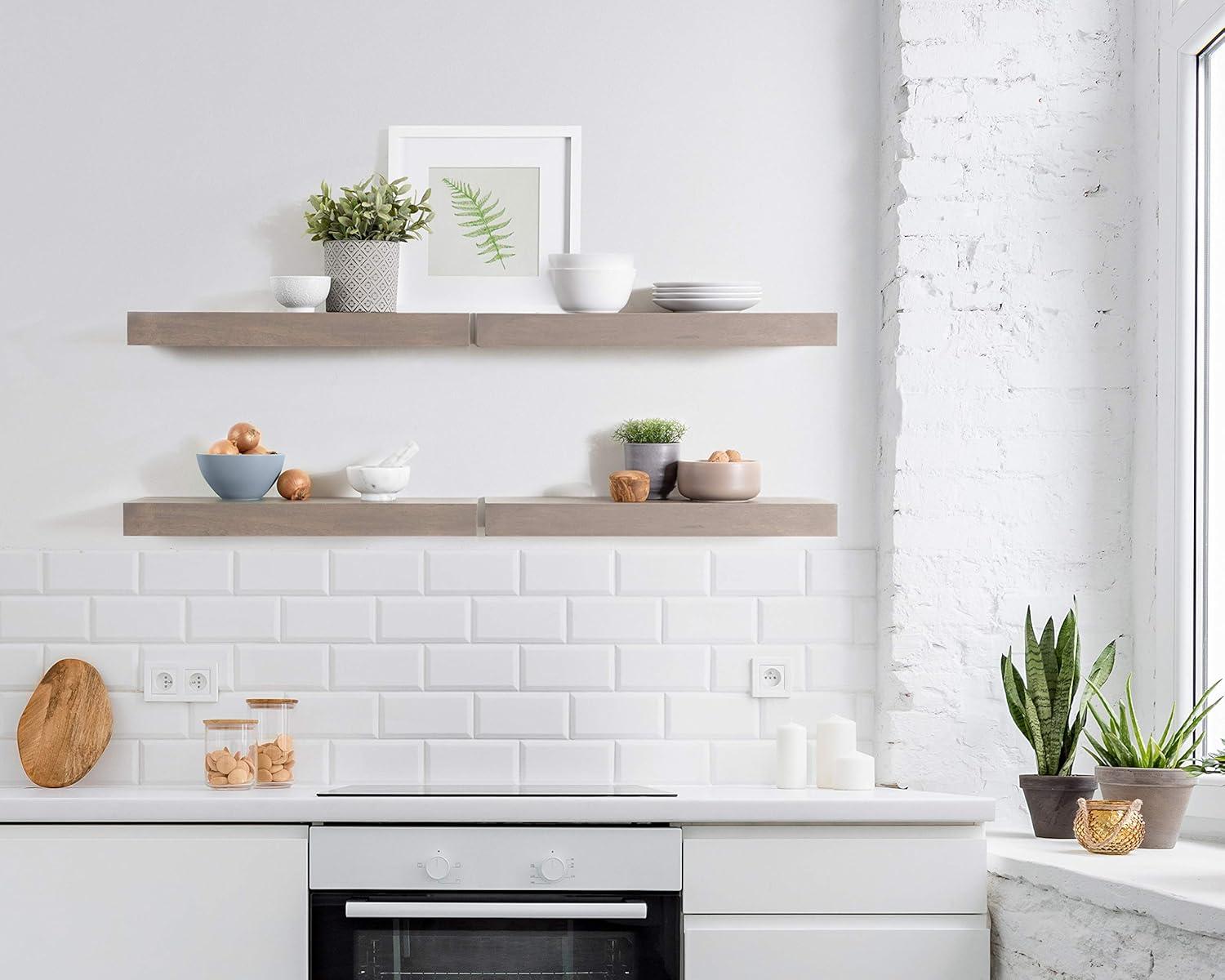 2pc 24" Havlock Wood Shelf Set Black - Kate & Laurel All Things Decor: Solid Wood, Easy Wall Mount