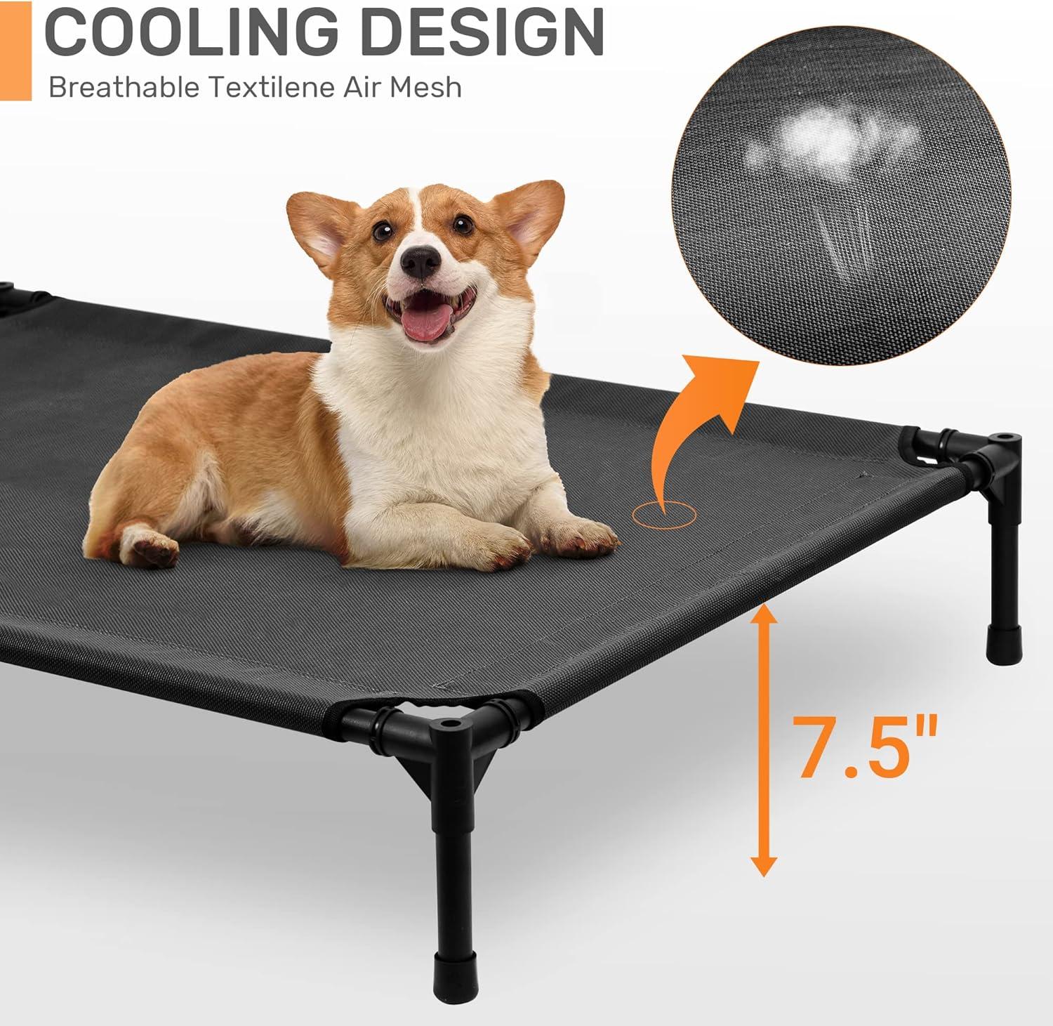 Tucker Murphy Pet™ Elevated Dog Bed With Canopy, Outdoor Dog Cot With Removable Canopy Shade Tent, Raised Pet Cot