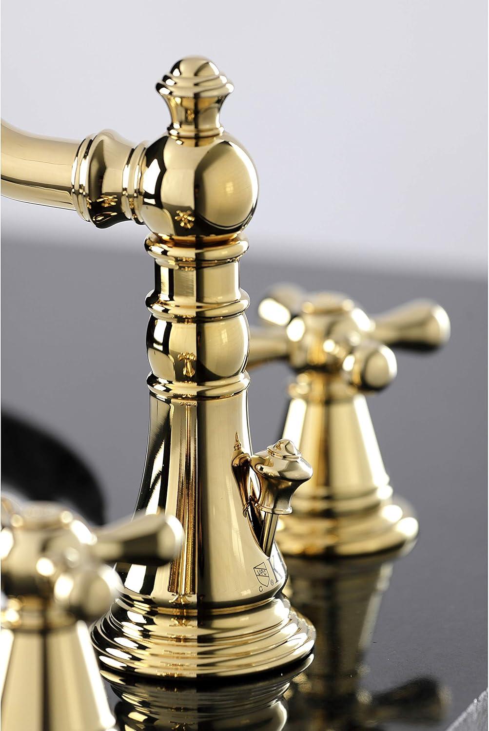 Kingston Brass American Classic Two-Handle 3-Hole Deck Mount Widespread Bathroom Faucet with Pop-Up Drain