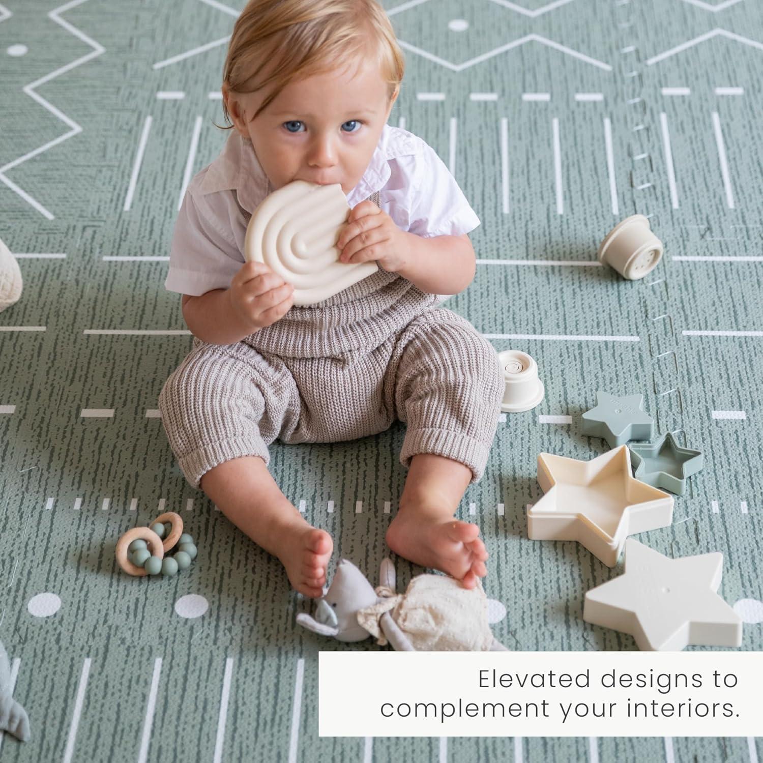 Moss Green 4 x 6 Foam Playmat with Geometric Design