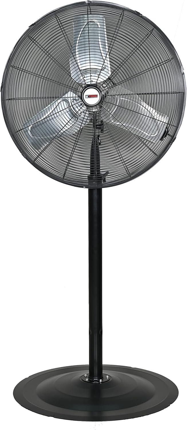 24" Black Adjustable Height Waterproof Pedestal Fan