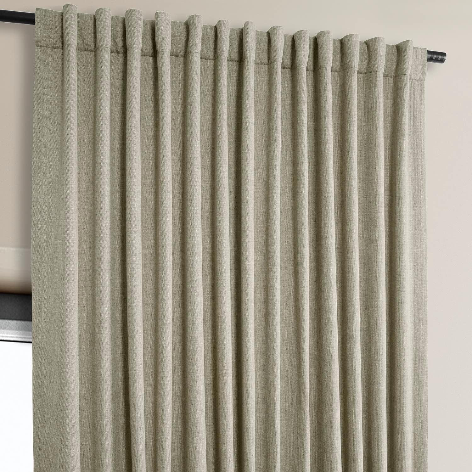 Oatmeal Faux Linen Extra Wide Room Darkening Curtain (1 Panel), Oatmeal, 100W X 108L