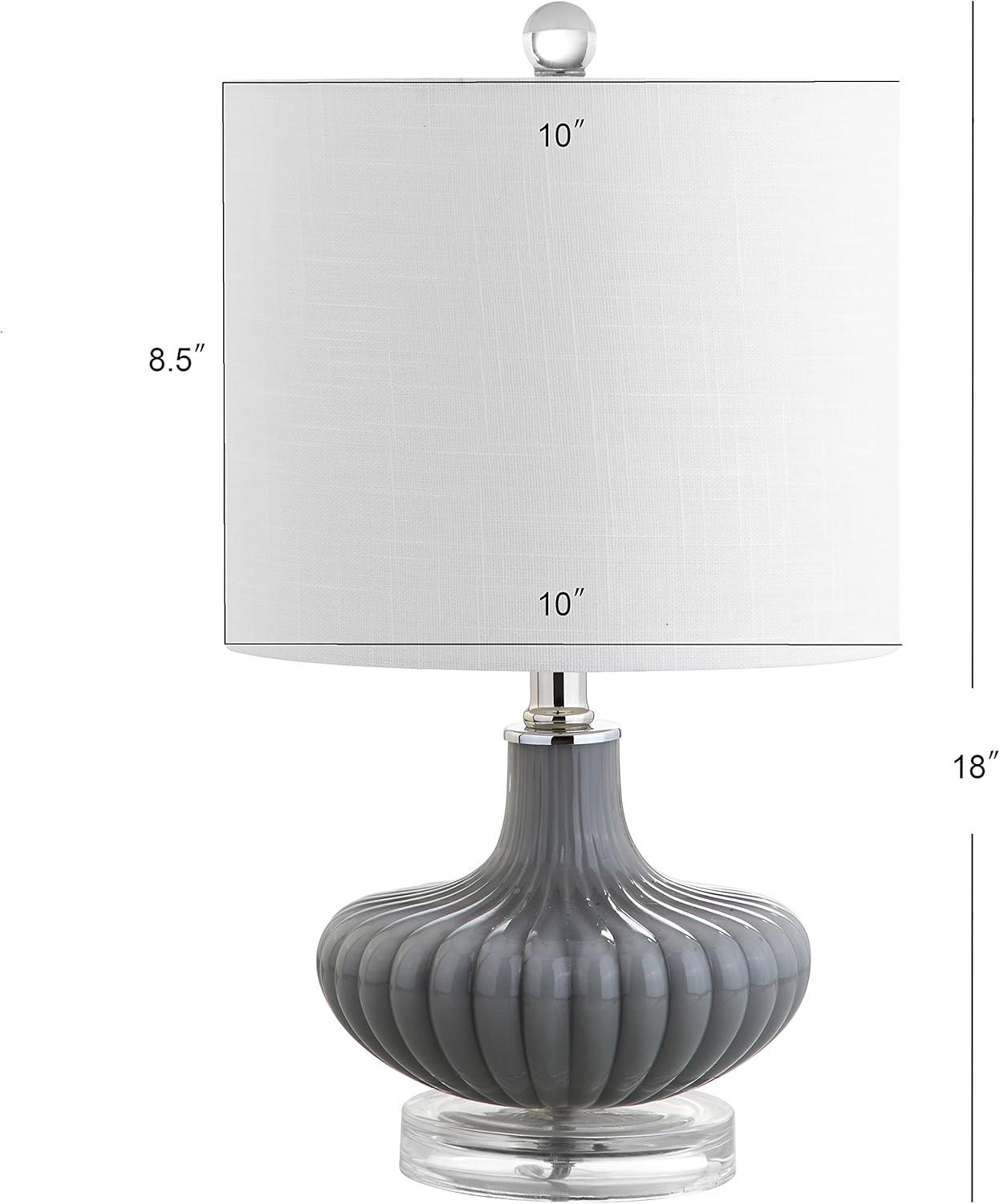 JONATHAN Y JYL1032A Kamille 18" Glass and Lucite LED Table Lamp Contemporary French Country Bedside Desk Nightstand Lamp for Bedroom Living Room Office College Bookcase LED Bulb Included, Gray