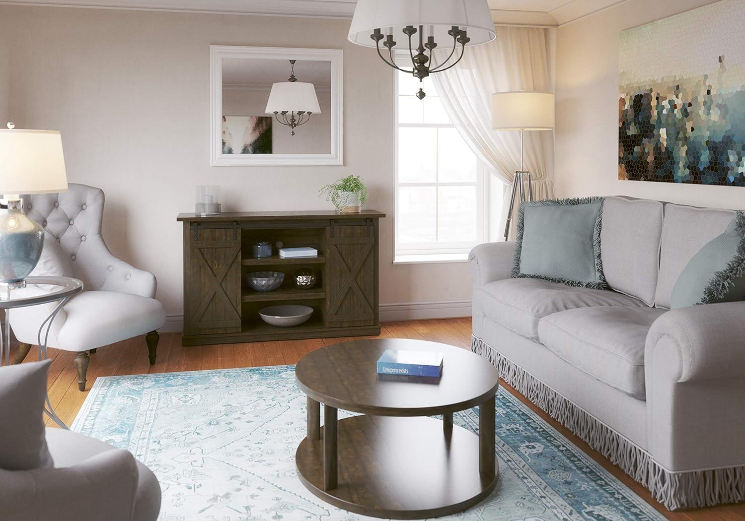 Twin Star Home Terryville Barn Door TV Stand for TVs up to 60", Dark Gray