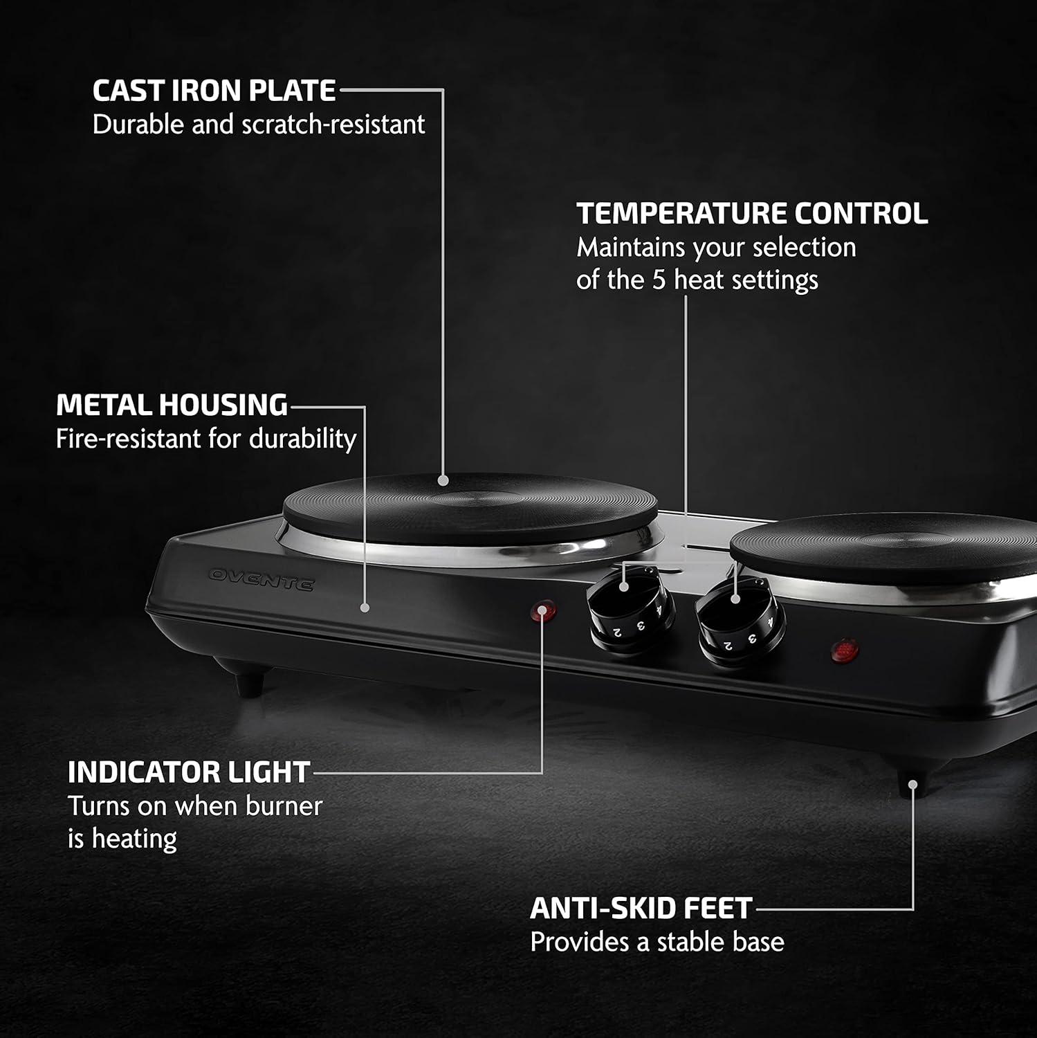 Ovente OVENTE Electric Double Cast Iron Burner