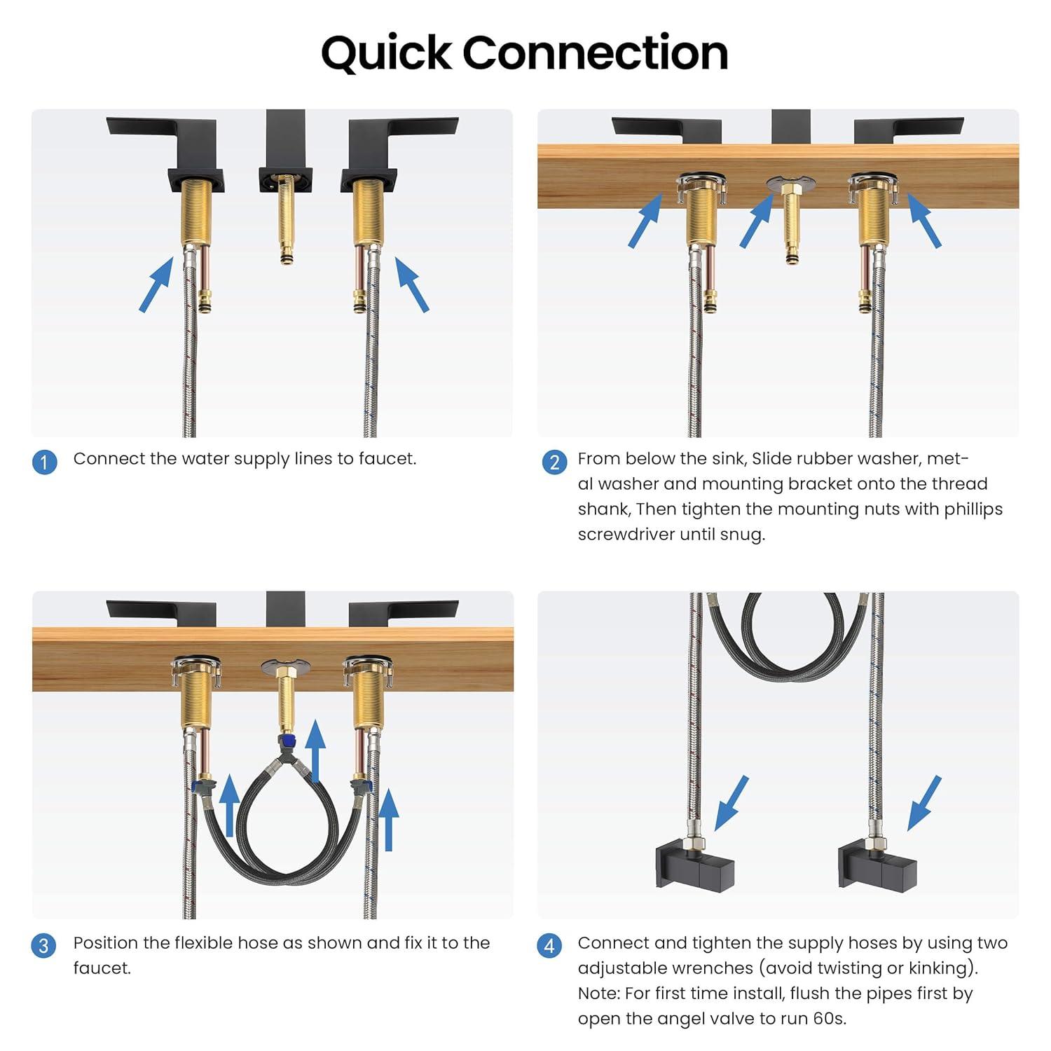 Cube Widespread Faucet 2-handle Bathroom Faucet with Drain Assembly