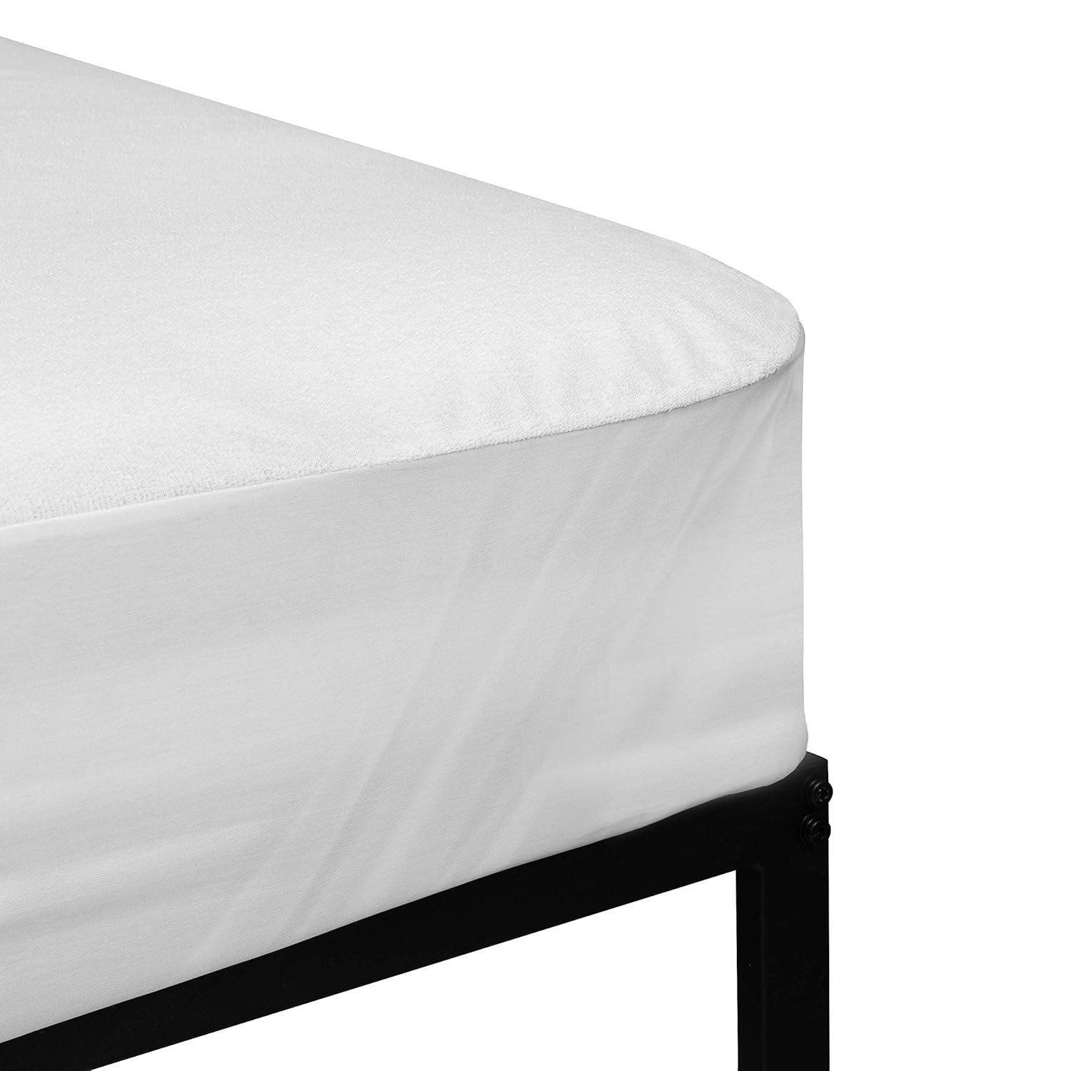 Flash Furniture Capri Comfortable Sleep Premium Fitted Waterproof, Vinyl Free Mattress Protector - Comfortable, Breathable, Quiet, Quilted Fabric Protection - King White