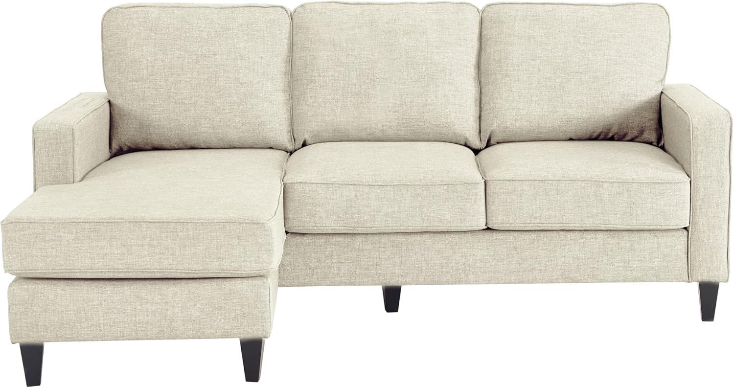 Serta Harmon 80'' Cream Microfiber Sectional Sofa with Square Arms