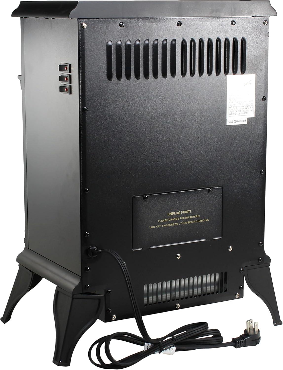 Comfort Zone CZFP4 Ceramic Electric Fireplace Stove Fan-Forced Heater - Black
