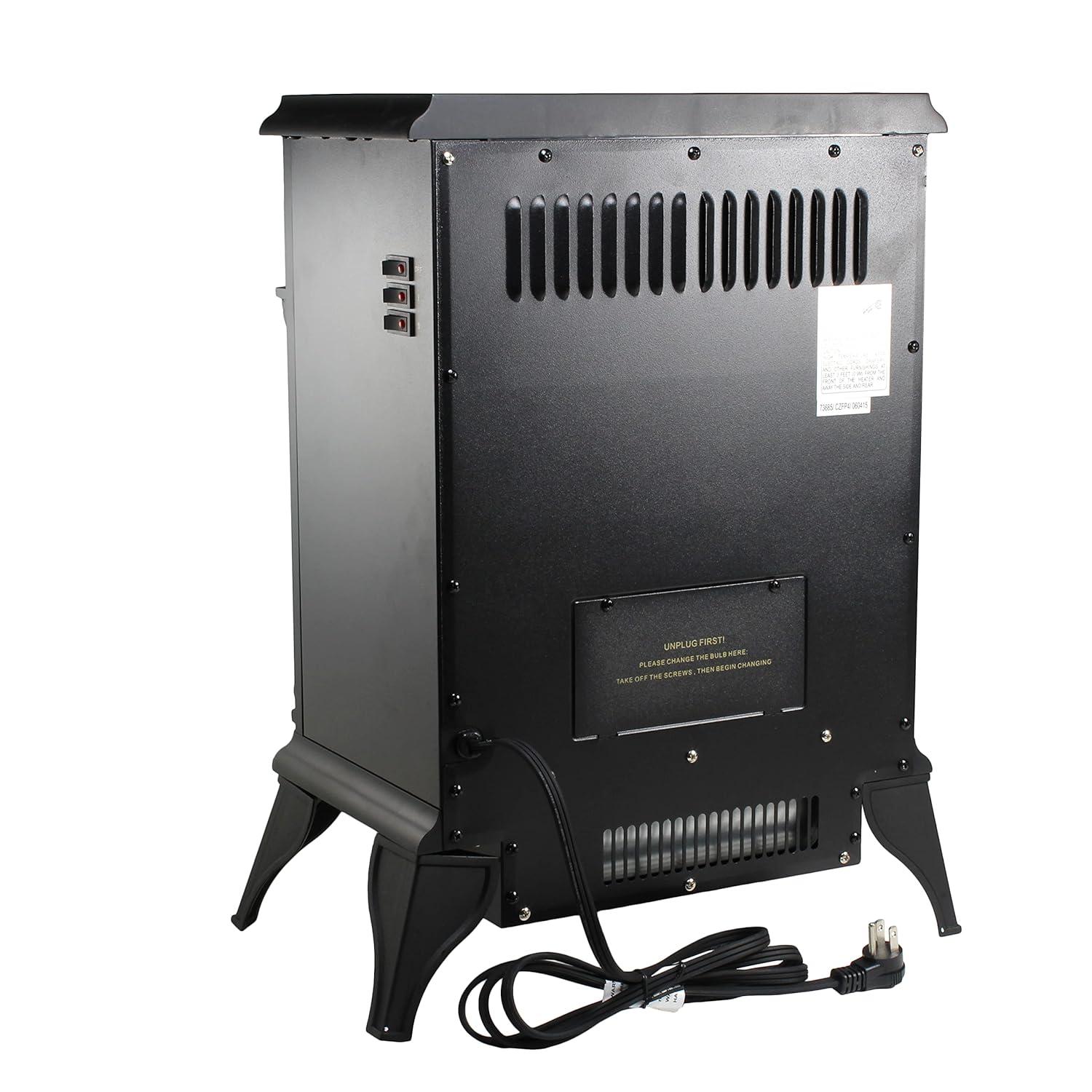 Comfort Zone CZFP4 Ceramic Electric Fireplace Stove Fan-Forced Heater - Black