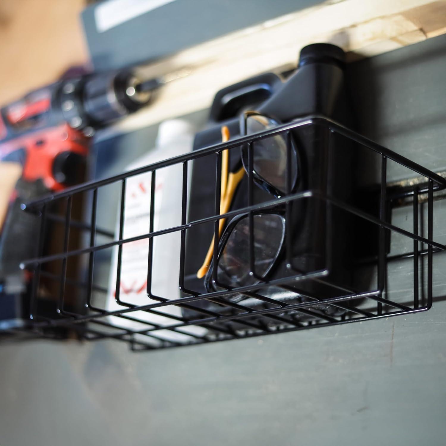 Slat Wall Baskets, Slat Wall Accessories, Metal Wire Hanging Baskets, Slat Wall Organizer (Set of 4)