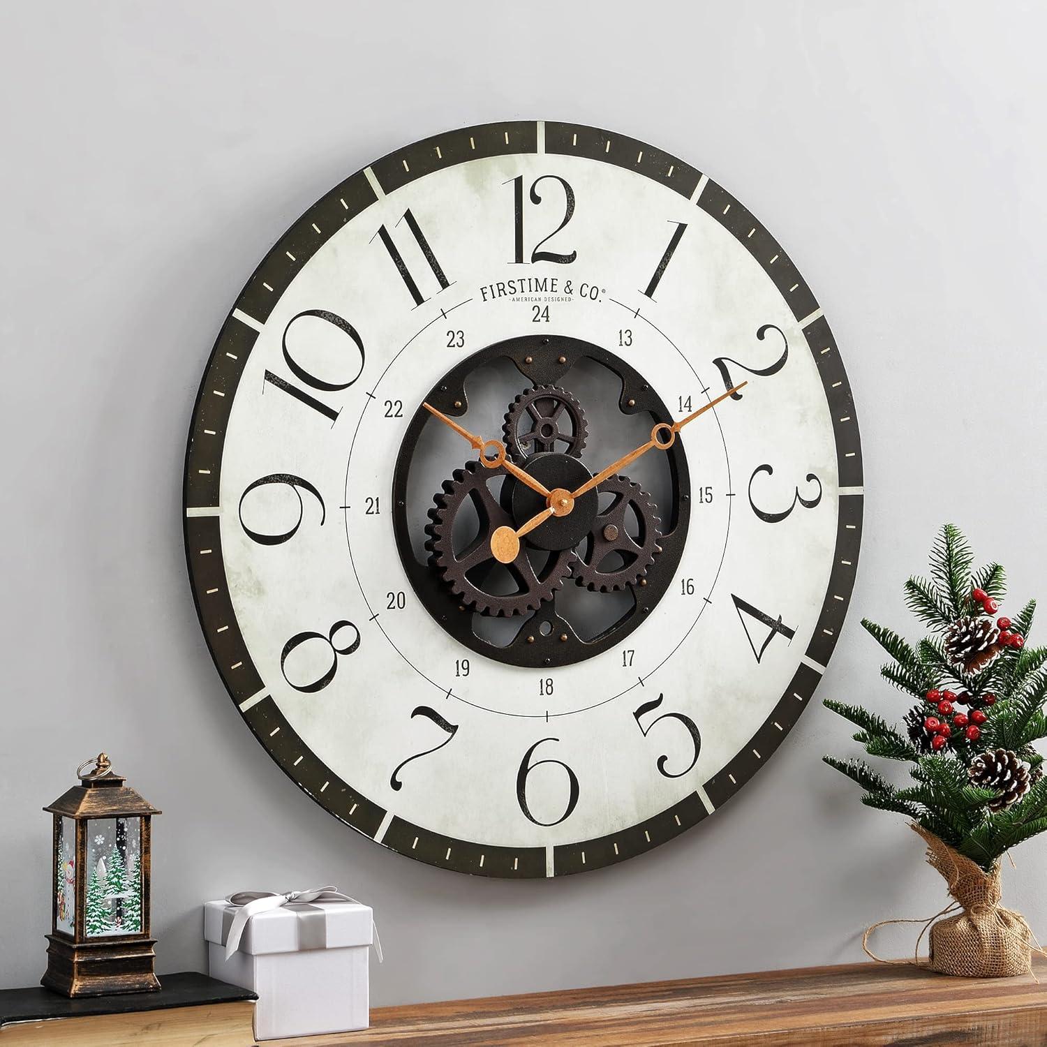 FirsTime & Co. Brown And Bronze Carlisle Gears Wall Clock, Industrial, Analog, 27 x 2 x 27 in