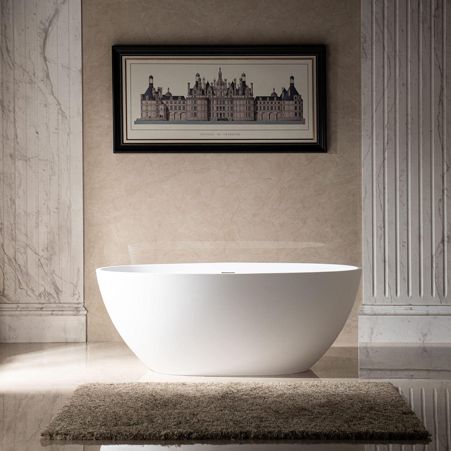 59'' Matte White Acrylic Freestanding Oval Bathtub