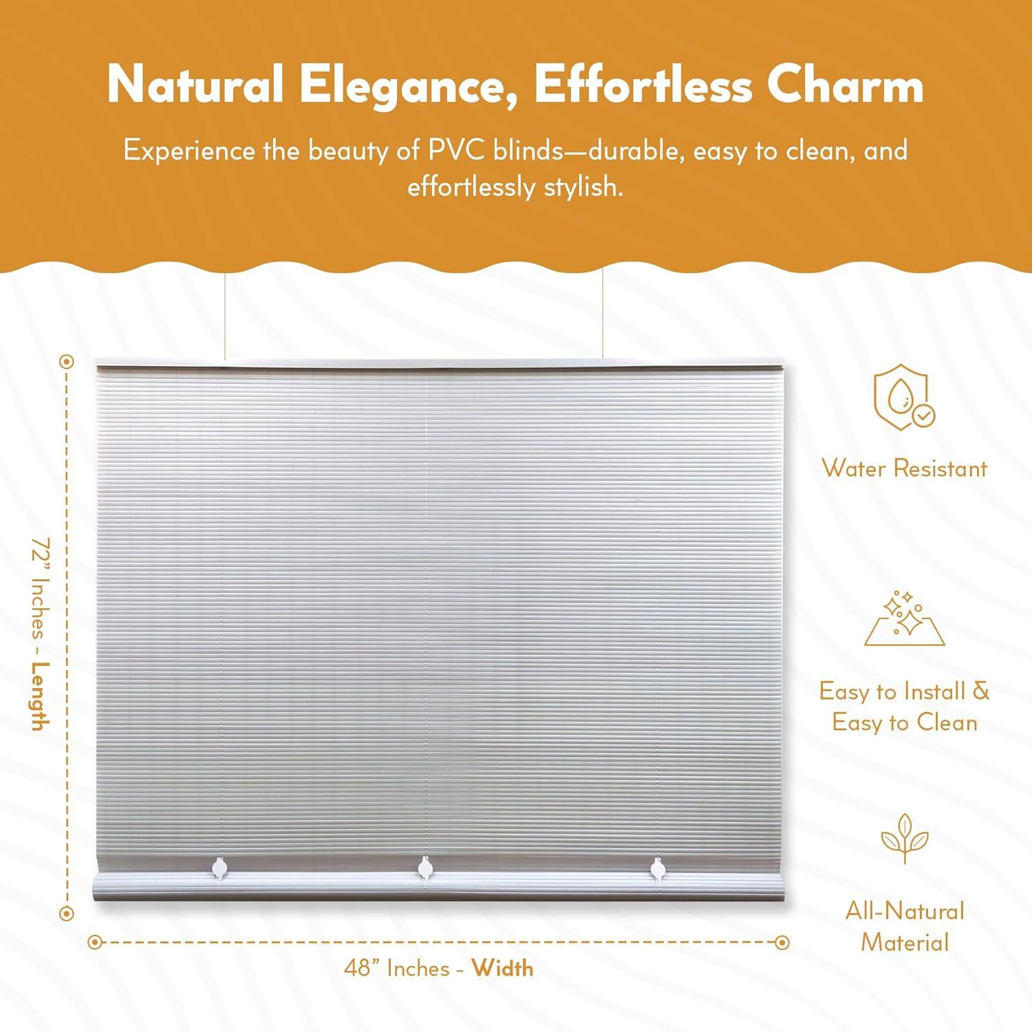 48" x 72" Outdoor Oval Vinyl Cord-Free PVC Rollup Blinds White - Radiance: UV Protection, Child Safe