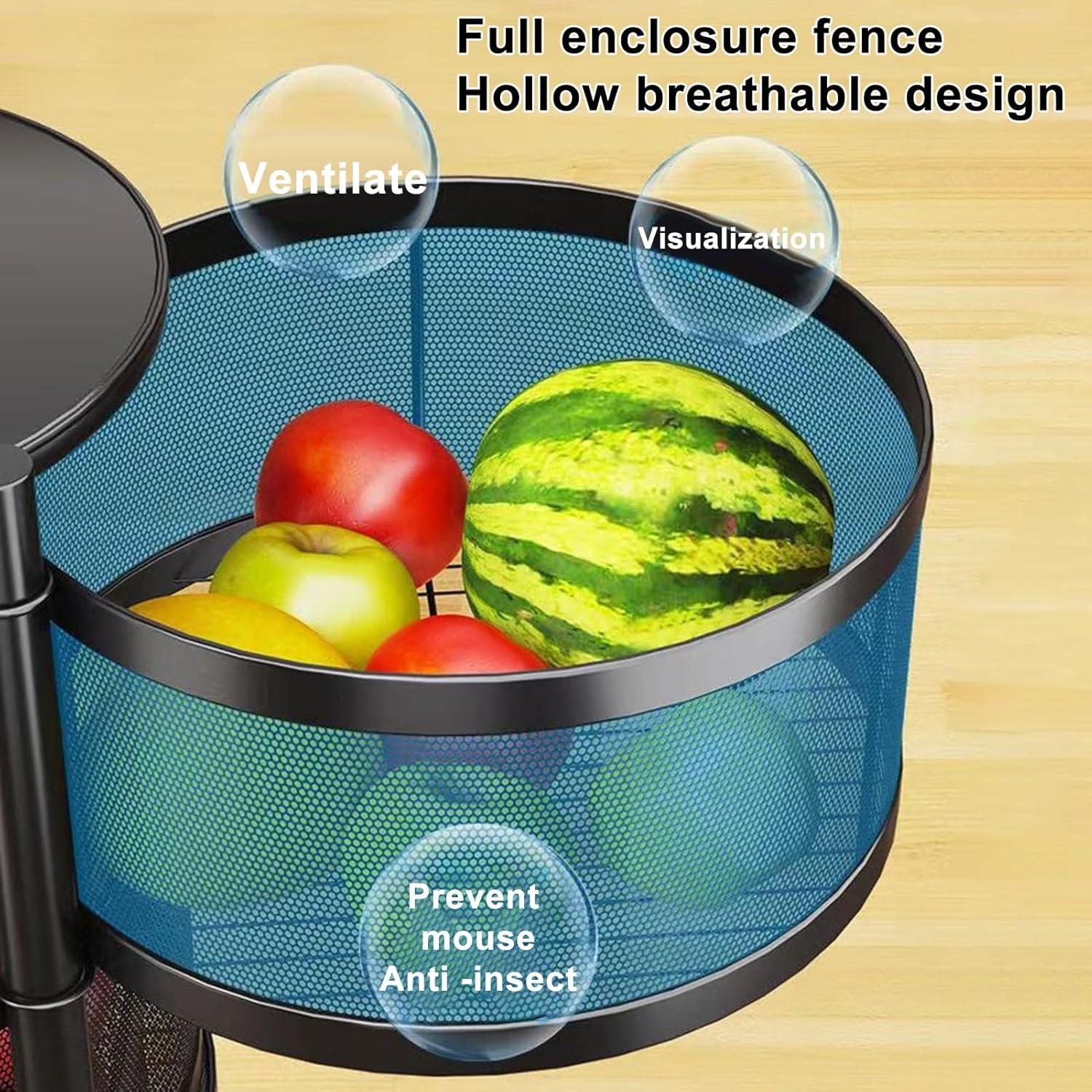 Kitchen Storage Cart,5 Tier Circular Rotating Basket,Large Storage Rack with 360 Degree Wheels