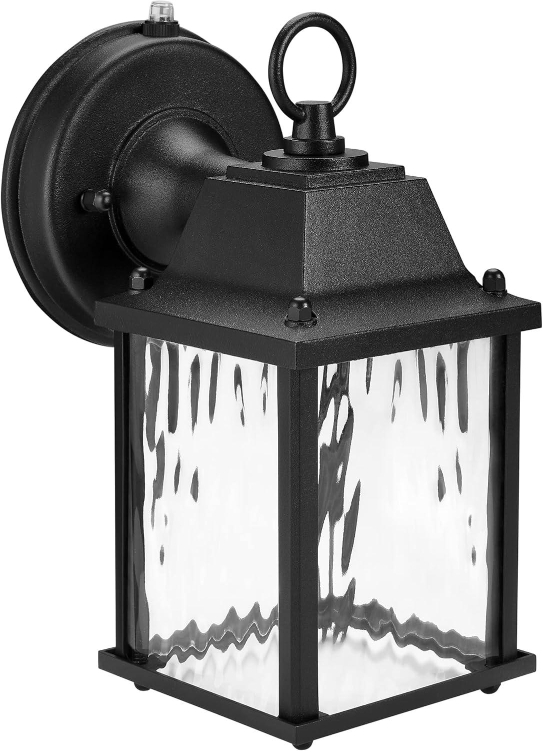 Black Aluminum LED Lantern Sconce with Clear Glass